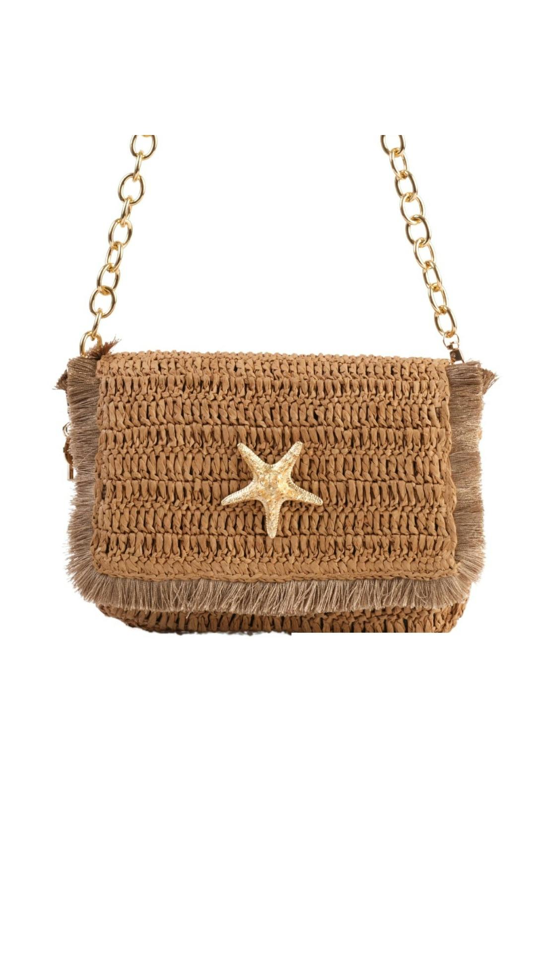 Thumbnail preview #0 for Raffia Crossbody with gold emblem