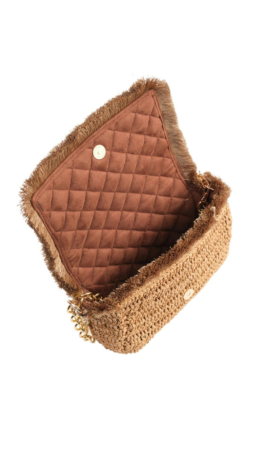 Thumbnail preview #1 for Raffia Crossbody with gold emblem