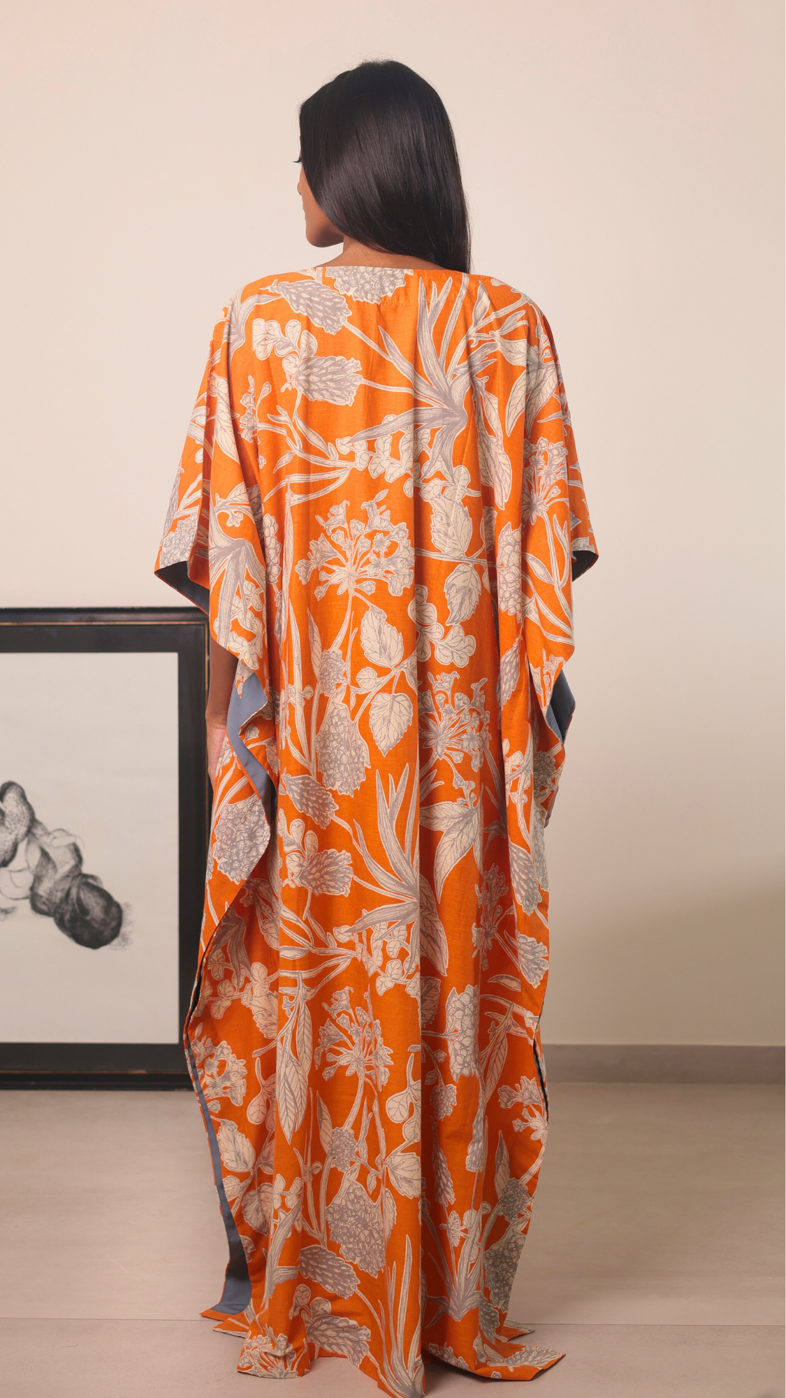 Thumbnail preview #3 for Surya Caftan - Orange Kodi Flowers