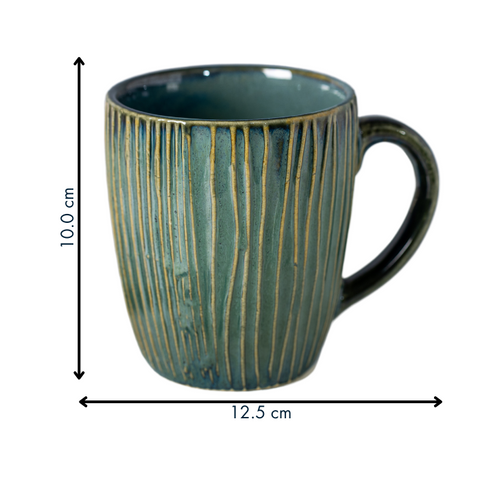 Thumbnail preview #1 for Green Color Ceramic Coffee Mug with Striking Lines Design