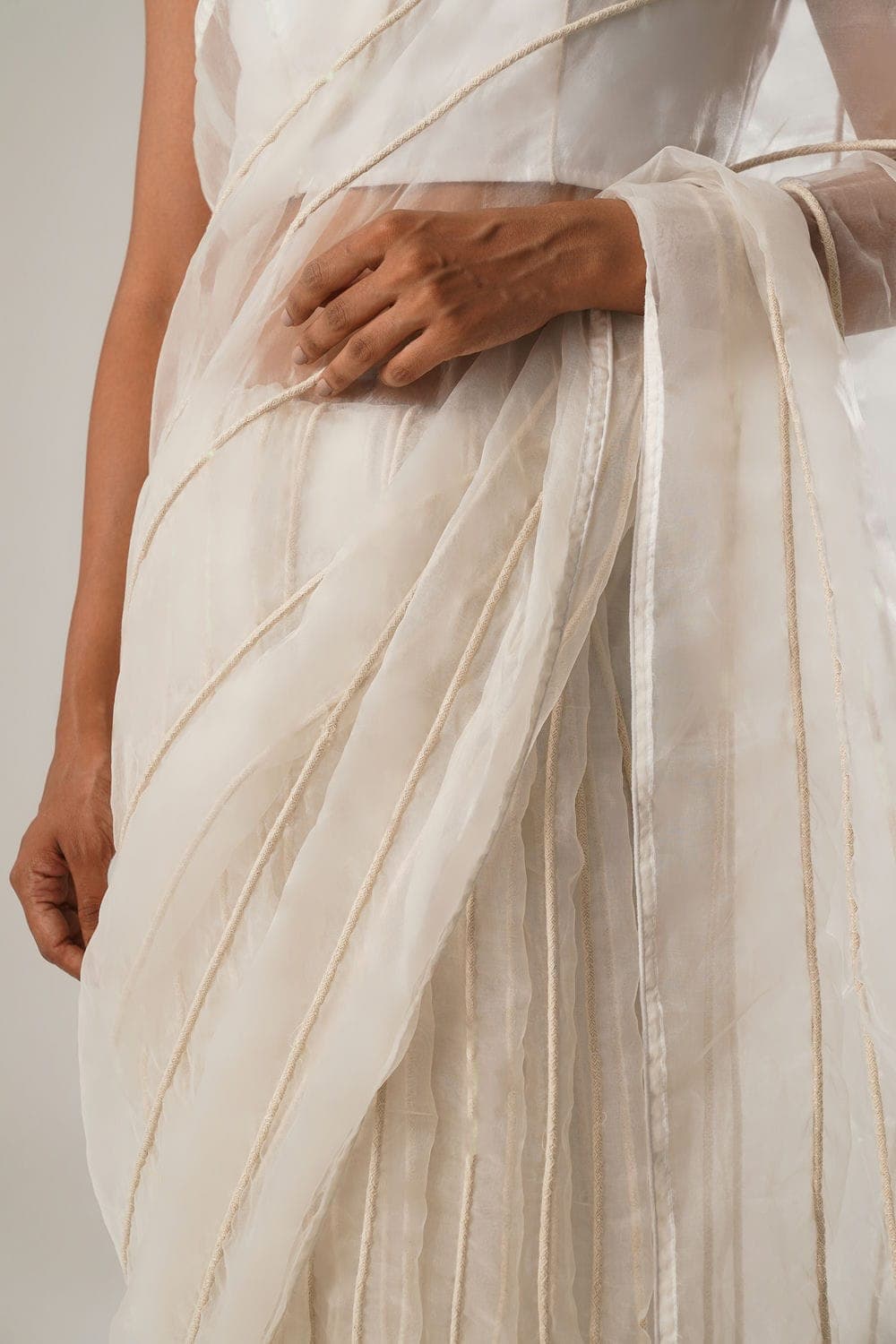 Thumbnail preview #4 for ATBW - MJ White Dori Pre-stitched Saree