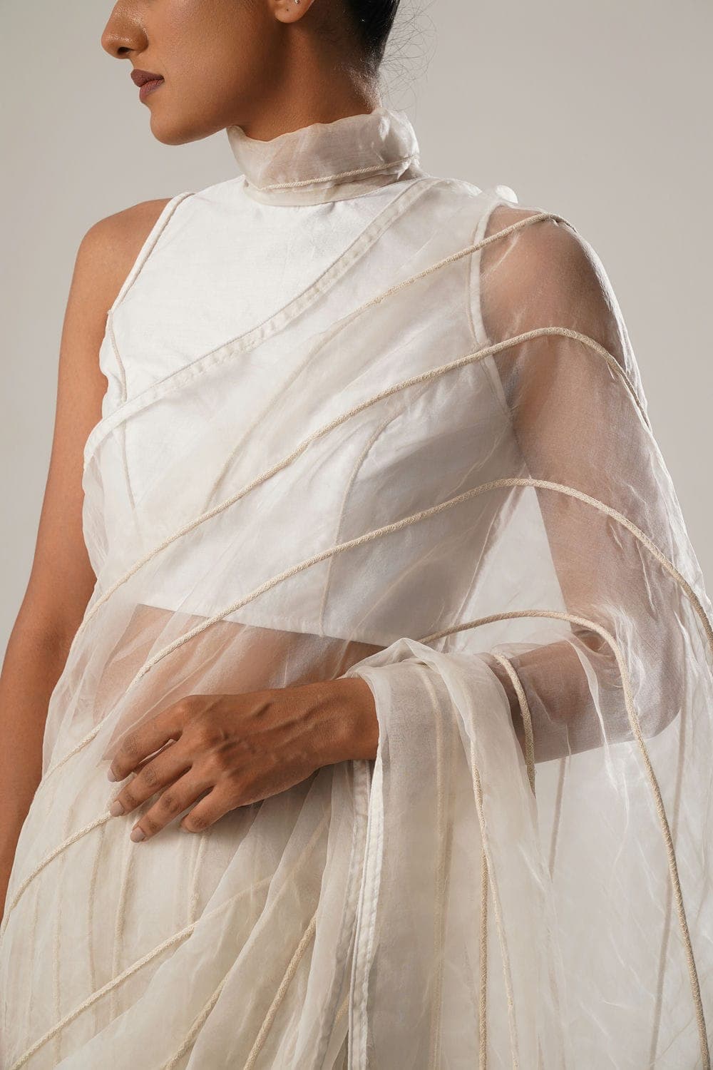 Thumbnail preview #5 for ATBW - MJ White Dori Pre-stitched Saree