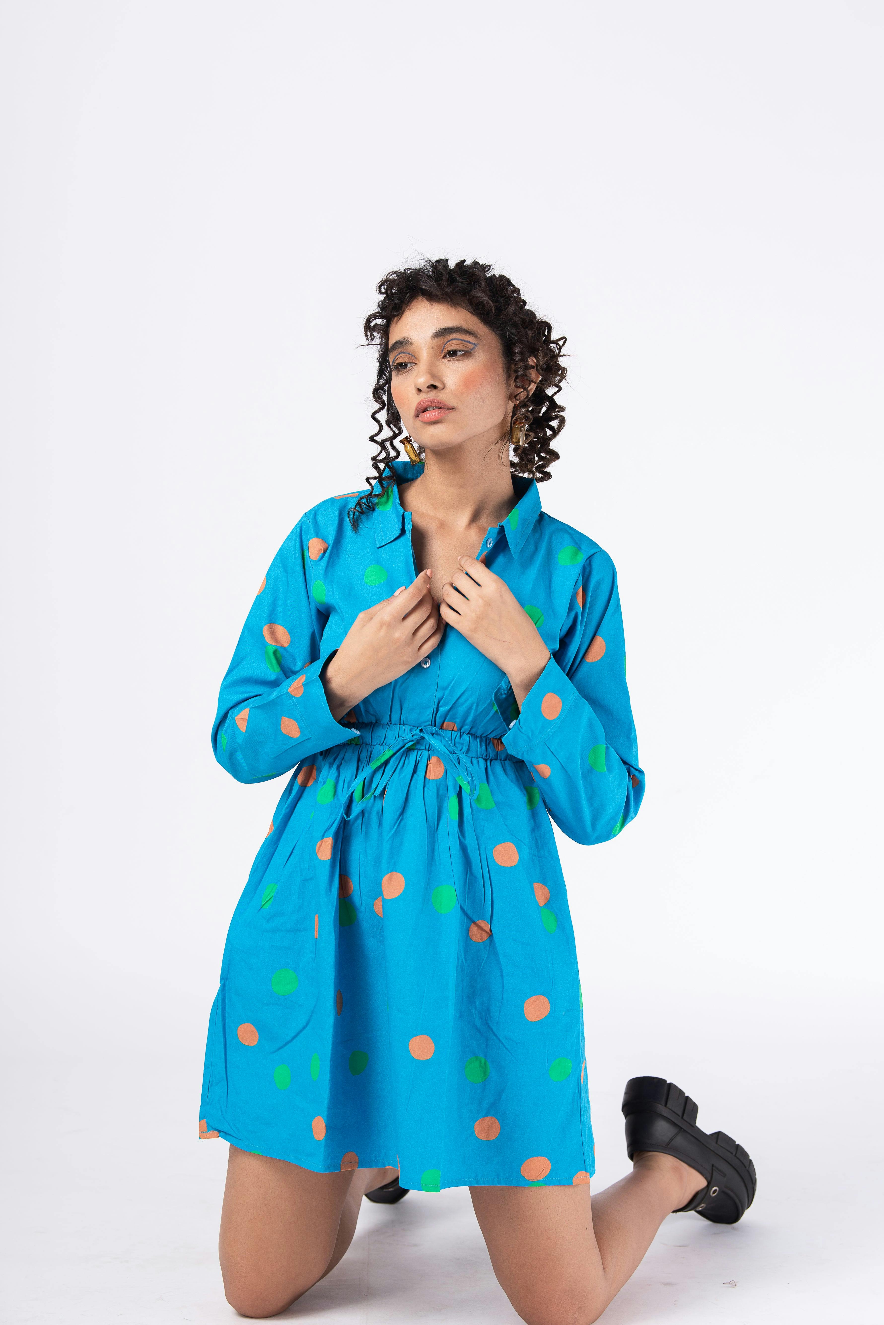 Green orange polka (dress), a product by Radharaman