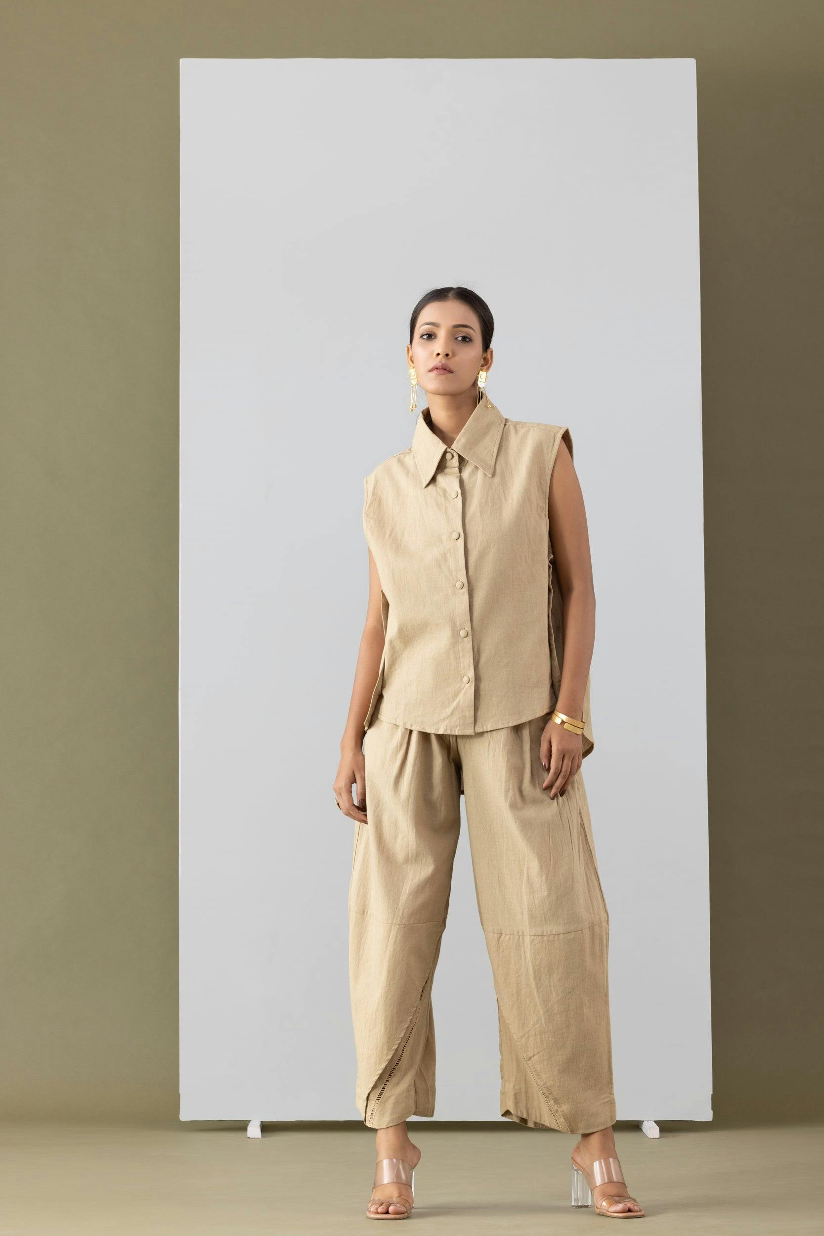 CREME OXFORD PANTS, a product by MARKKAH STUDIO