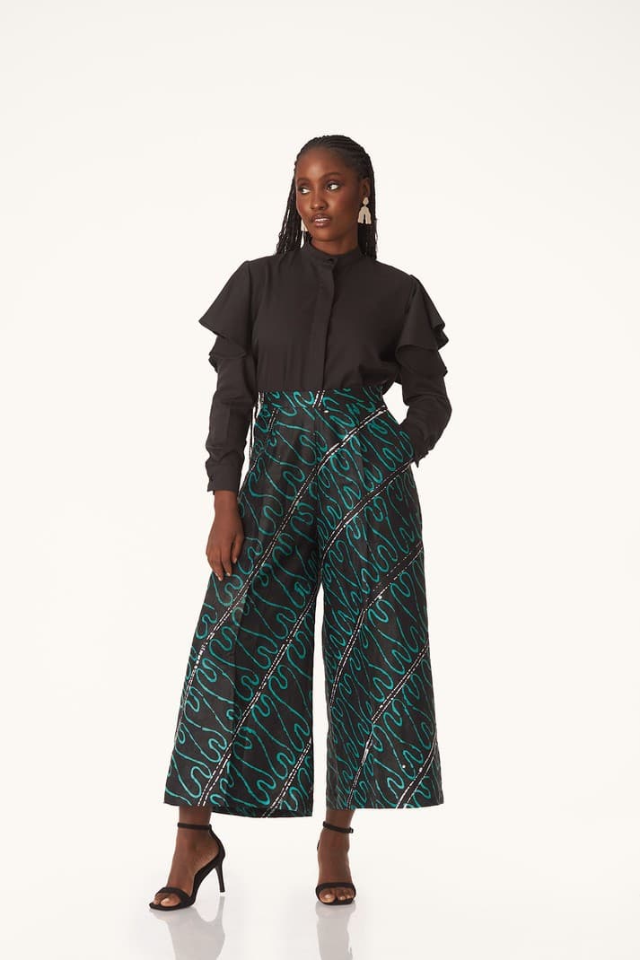 Thumbnail preview #1 for Kwelaku abstract print batik culottes