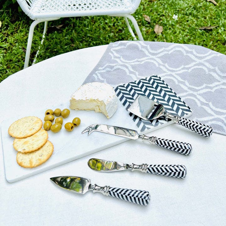 Cheese Knives, Set Of 4 - Taj Chevron, a product by Faaya Gifting