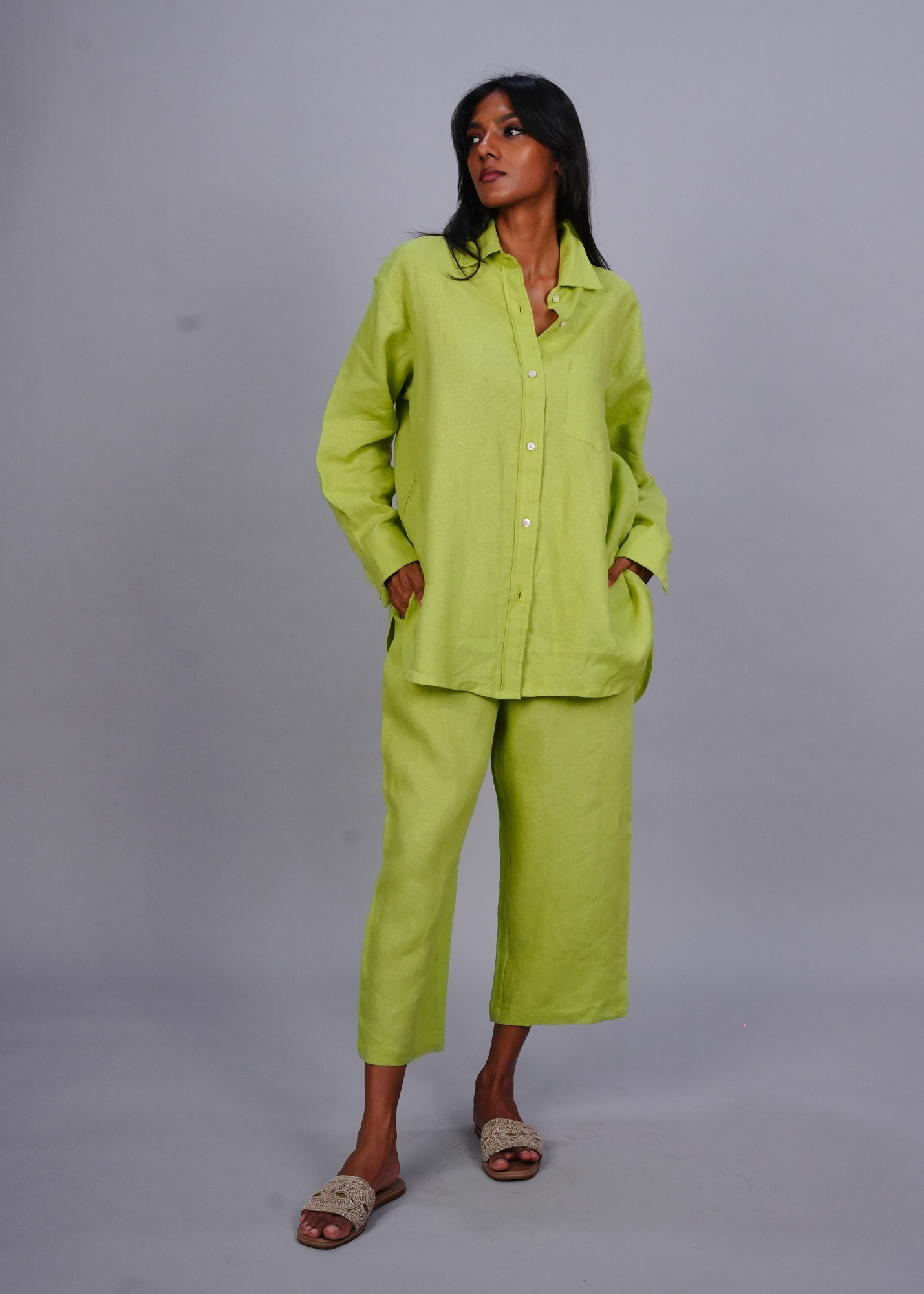 Boyfriend Shirt - Cucumber Linen, a product by Azurina