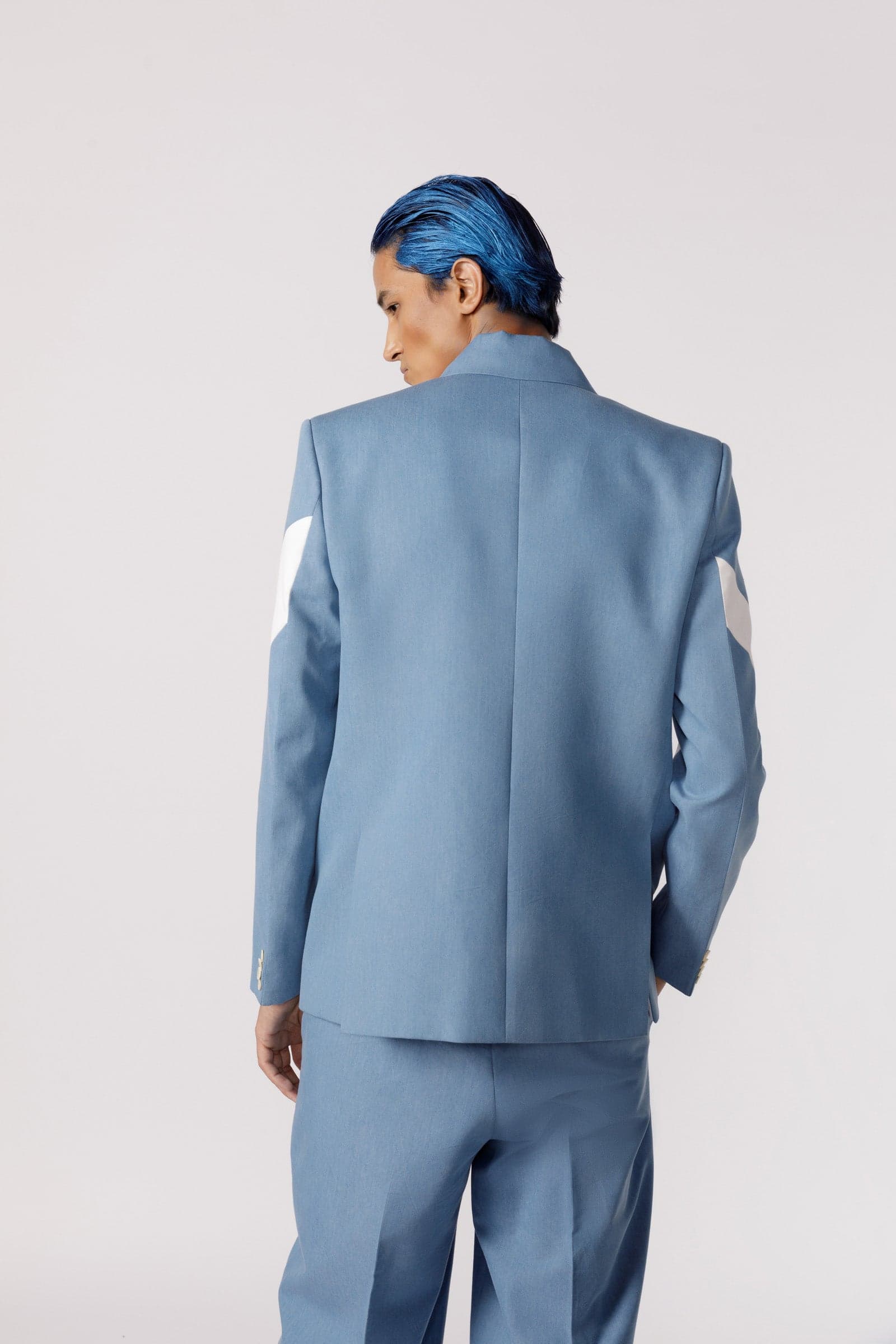 Thumbnail preview #1 for Denim panelled duo tone blazer
