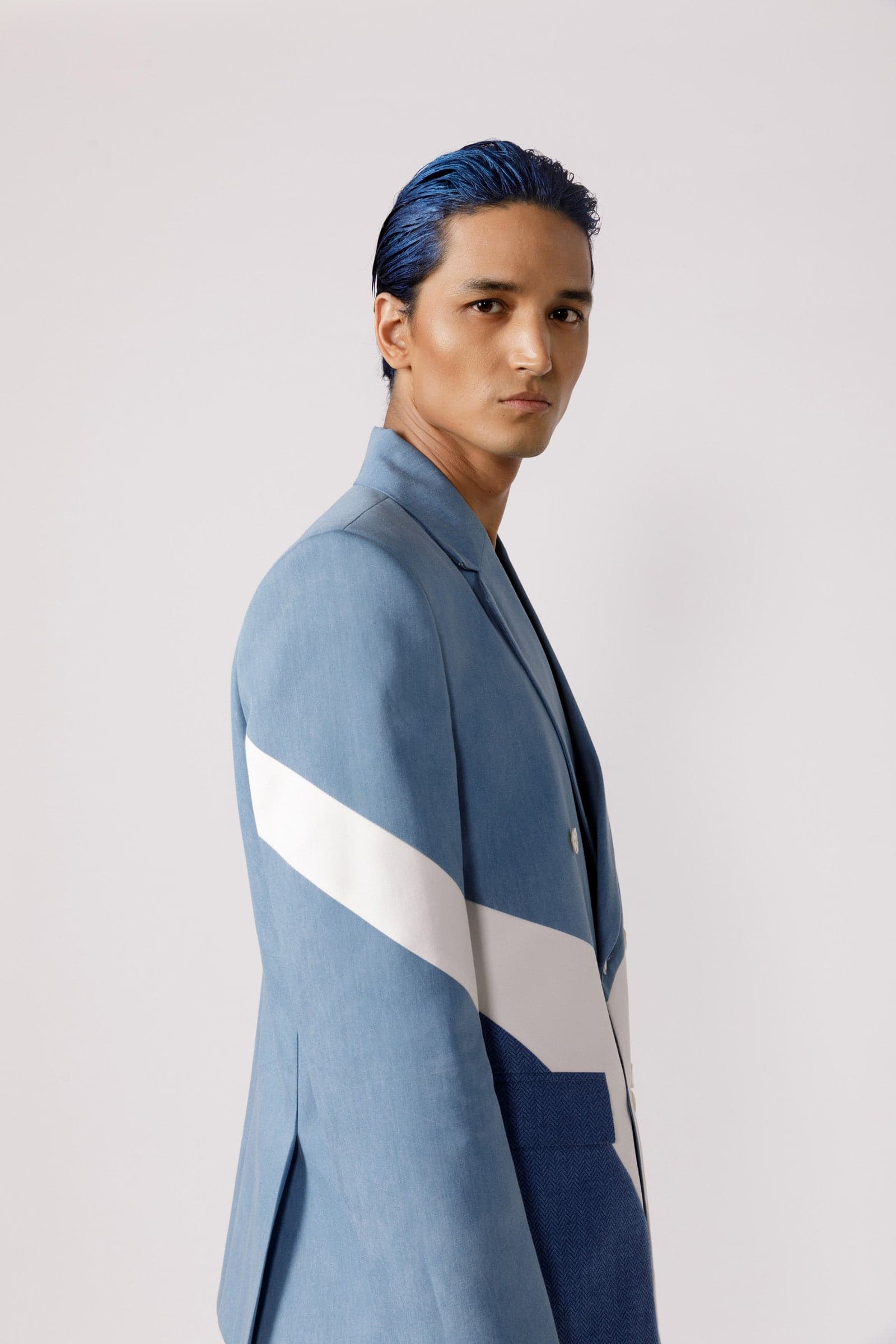 Thumbnail preview #2 for Denim panelled duo tone blazer