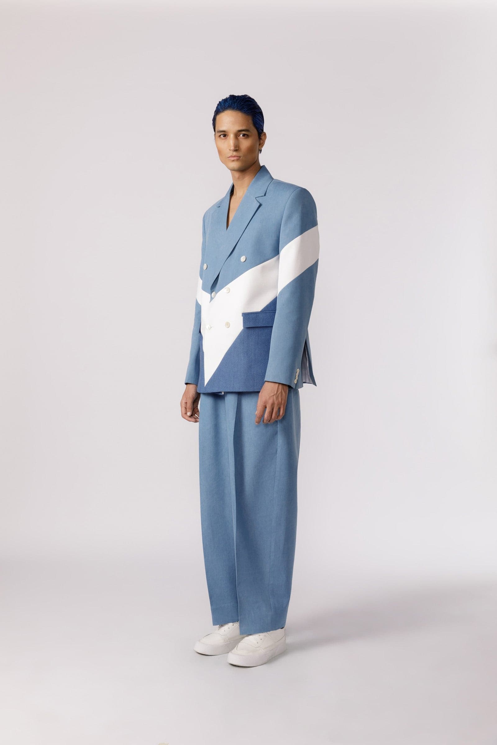 Thumbnail preview #4 for Denim panelled duo tone blazer