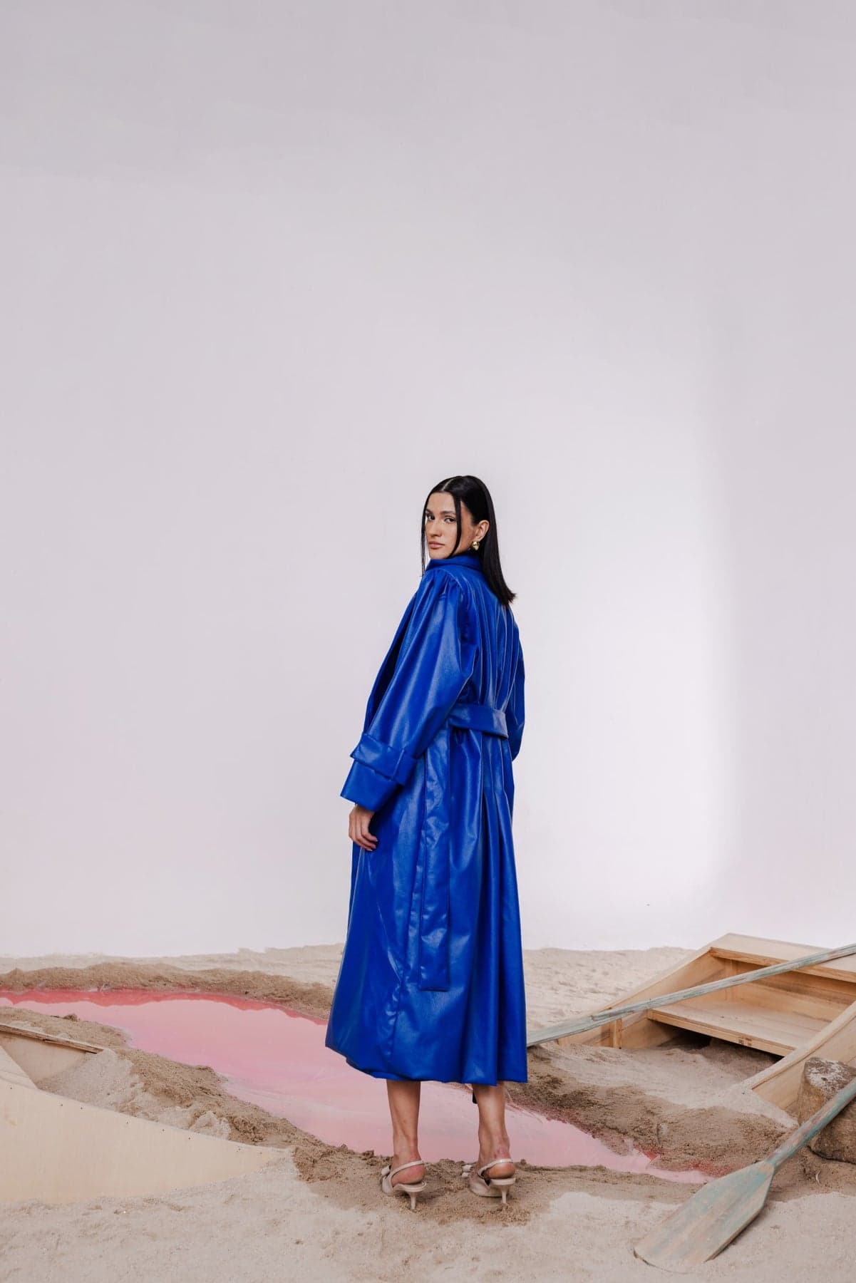 Thumbnail preview #7 for INOLA BLUE OVERSIZED TRENCH JACKET WITH MIDI SHEATH DRESS