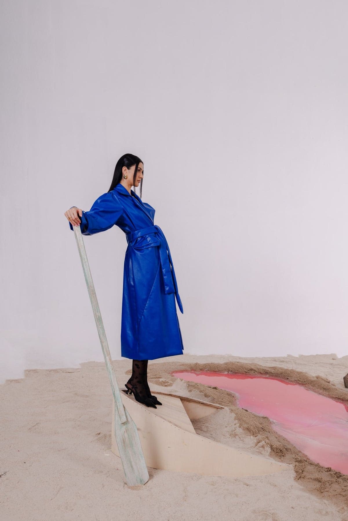 Thumbnail preview #5 for INOLA BLUE OVERSIZED TRENCH JACKET WITH MIDI SHEATH DRESS