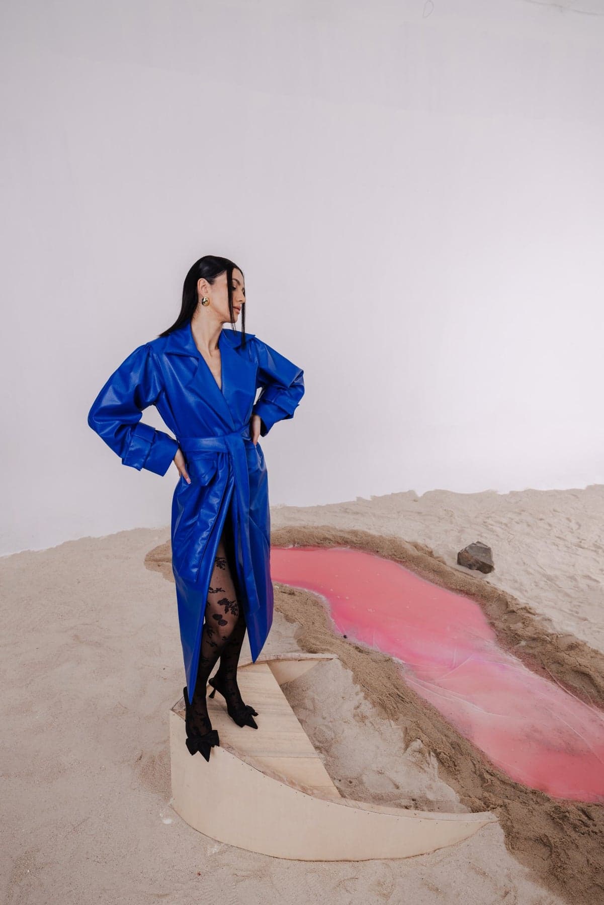 Thumbnail preview #6 for INOLA BLUE OVERSIZED TRENCH JACKET WITH MIDI SHEATH DRESS