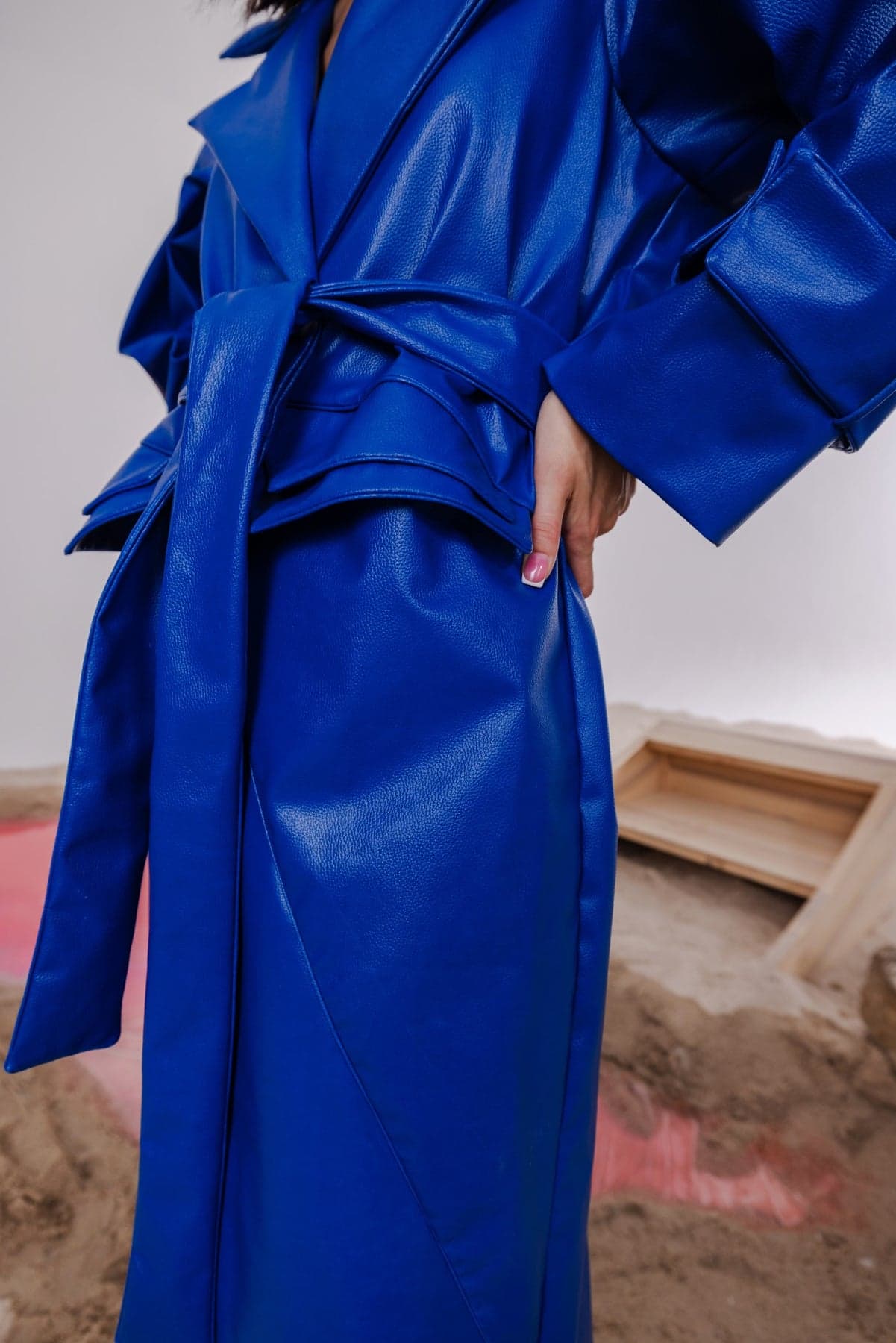 Thumbnail preview #9 for INOLA BLUE OVERSIZED TRENCH JACKET WITH MIDI SHEATH DRESS