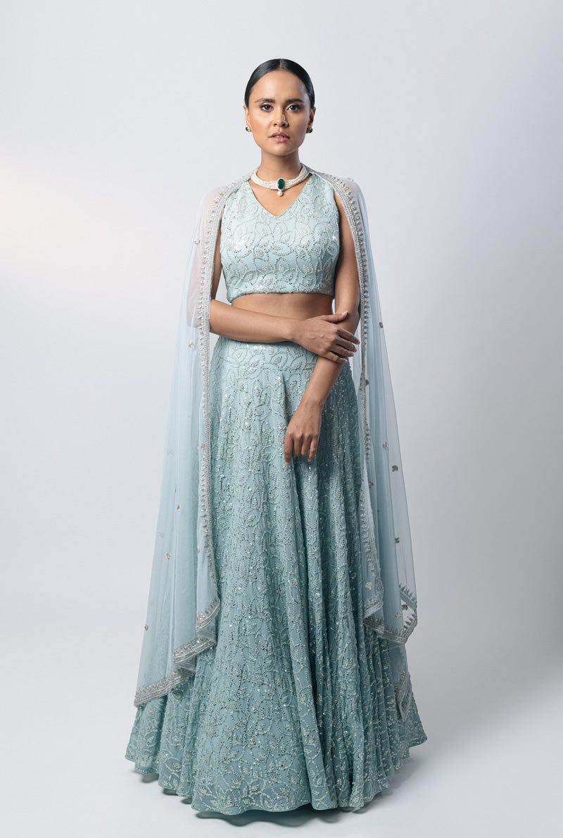 Thumbnail preview #0 for Aqua Lehenga Set