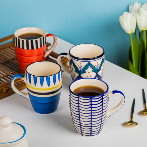 Blue Color Hand-Painted Ceramic Coffee Mug, a product by The Golden Theory