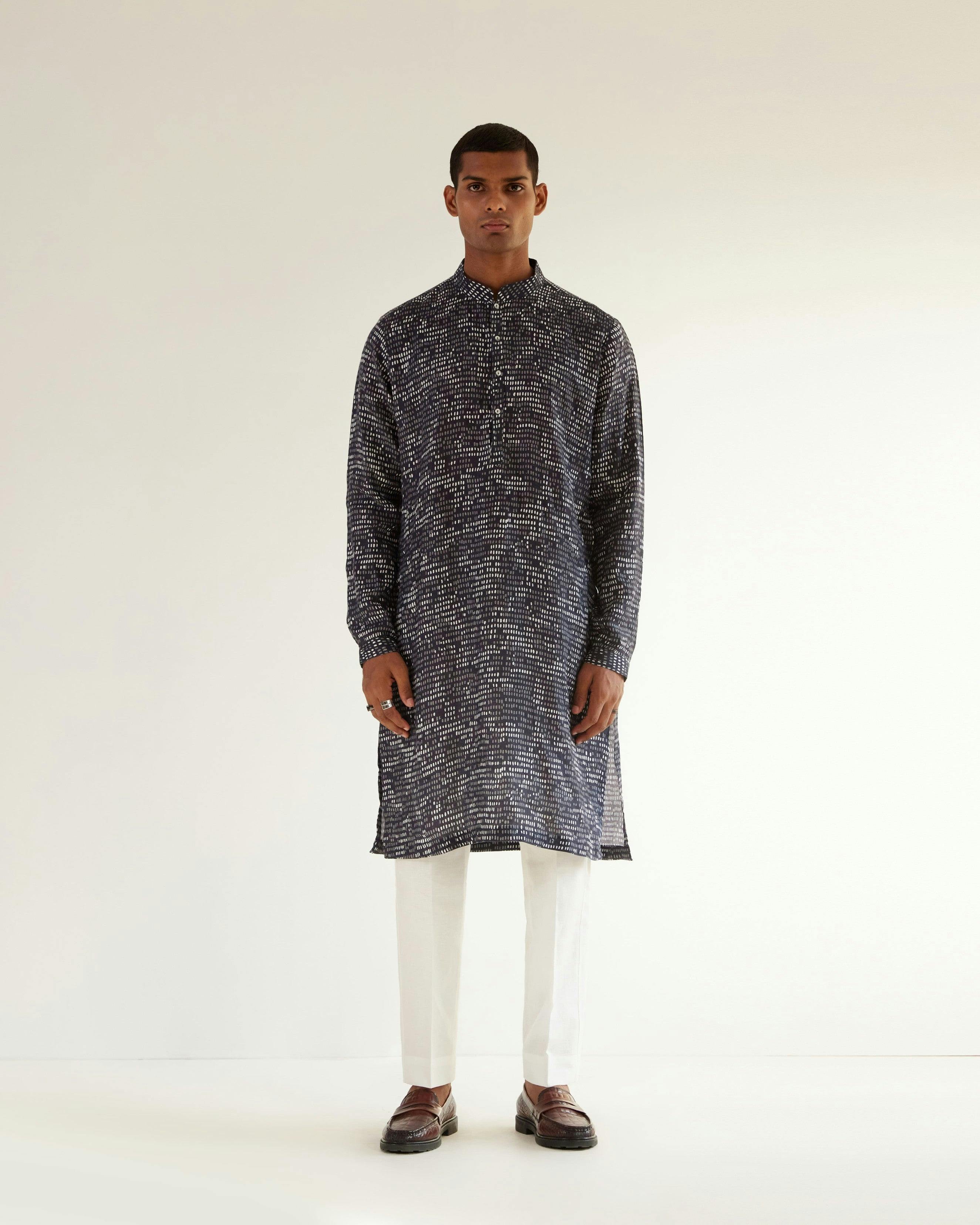 Thumbnail preview #0 for Upscale Camo Block Linen Kurta