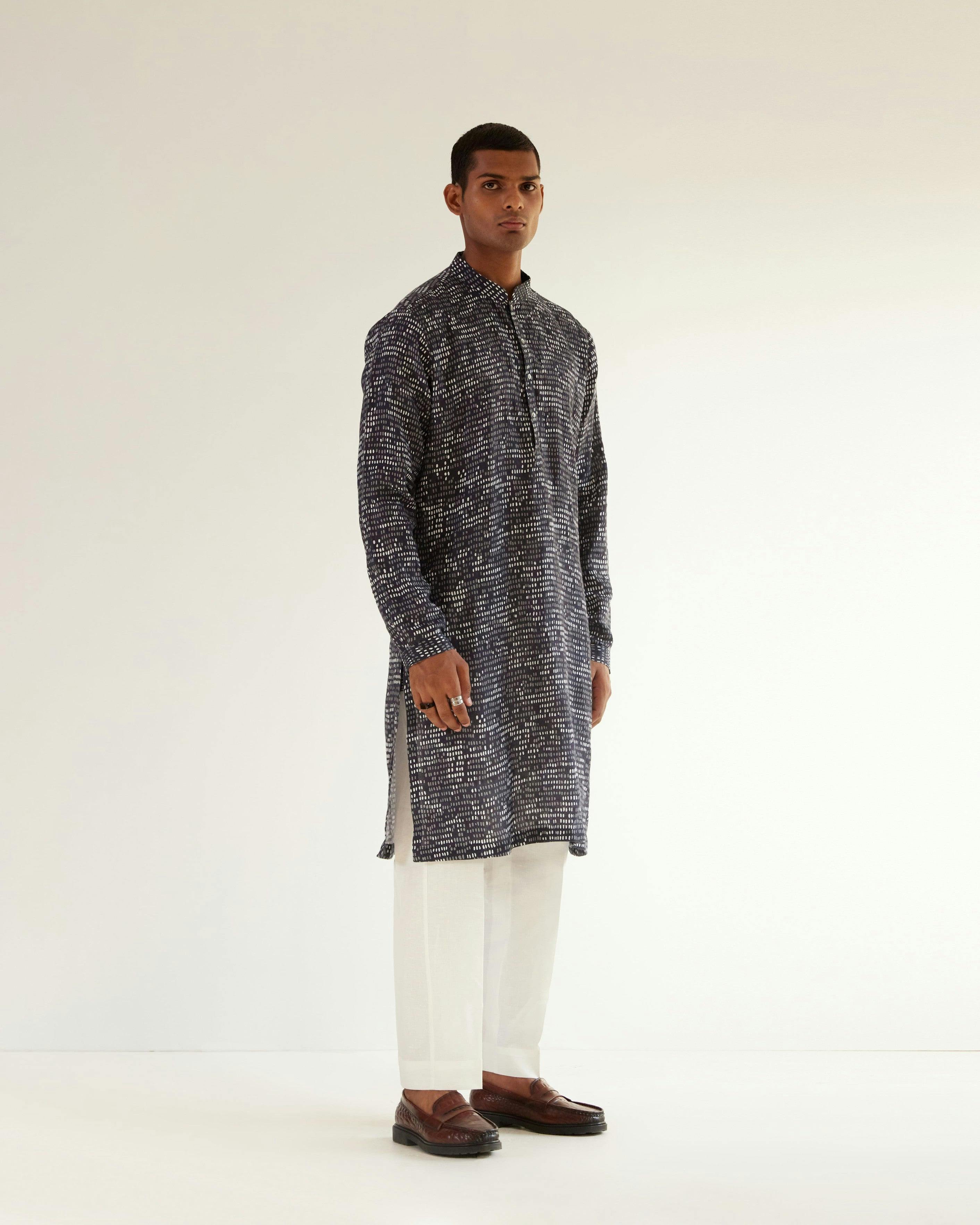 Thumbnail preview #1 for Upscale Camo Block Linen Kurta