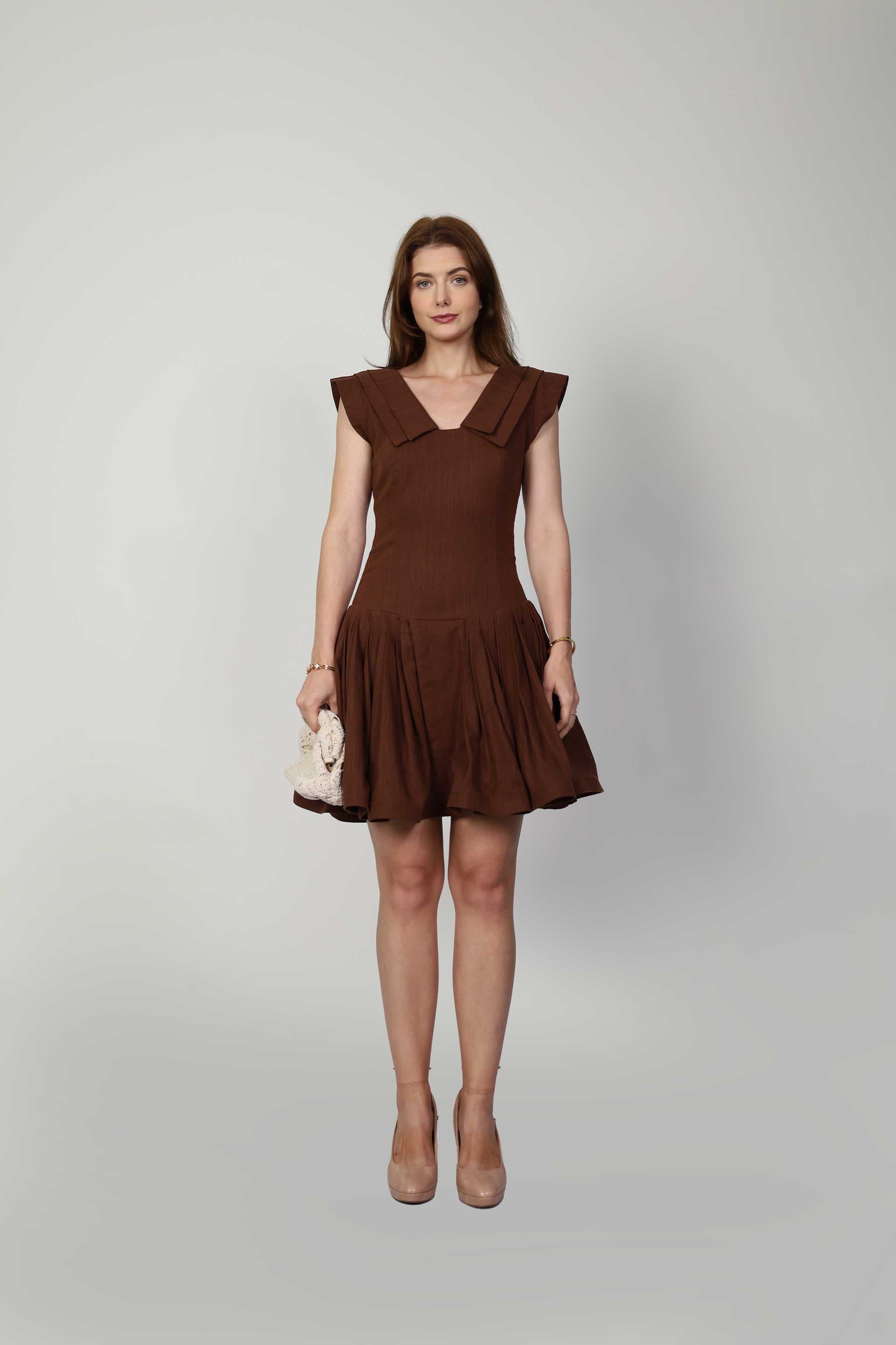 TIFFANY DRESS BROWN, a product by Muda Clothing