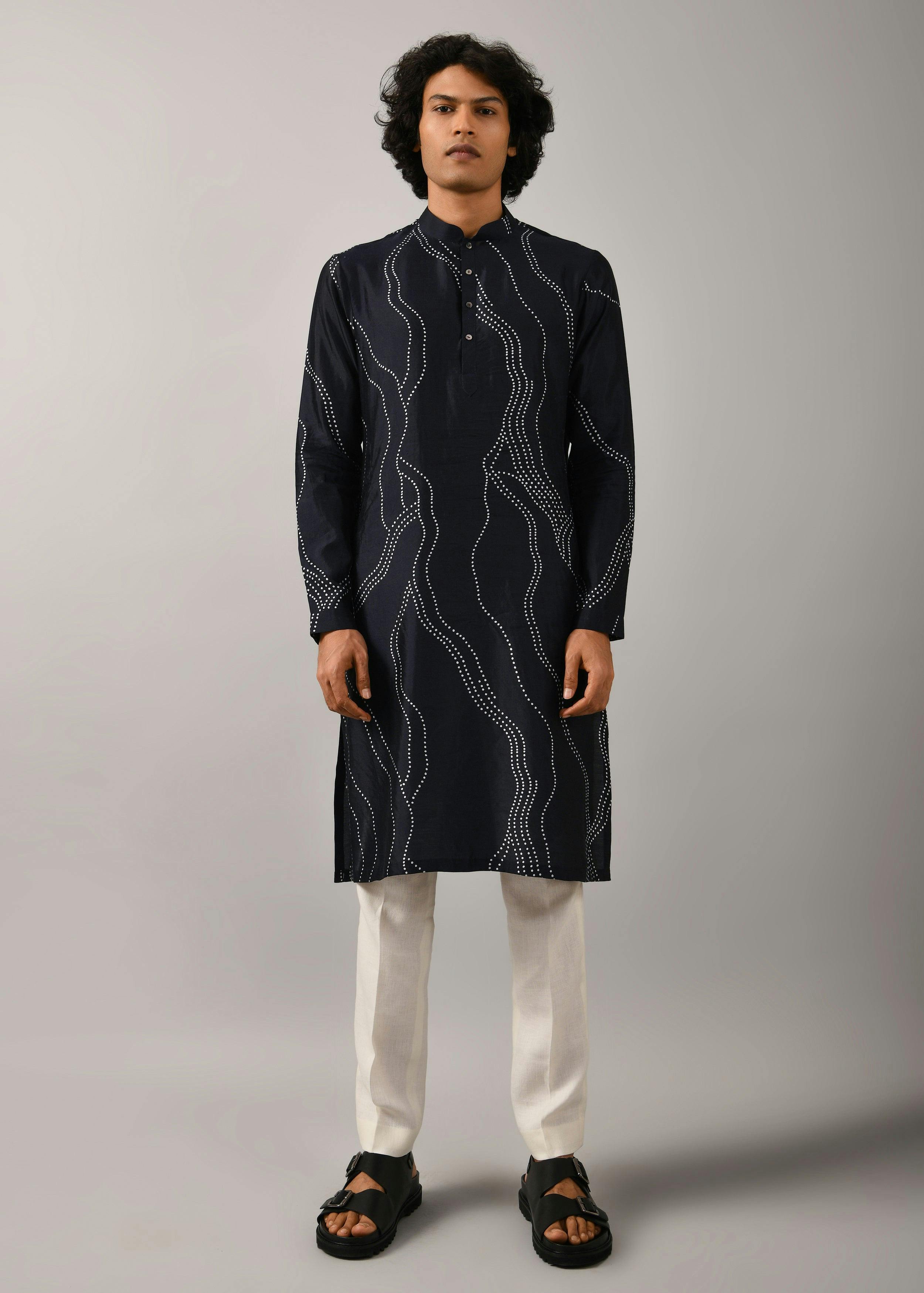 Thumbnail preview #3 for Constellation Silk Printed Kurta