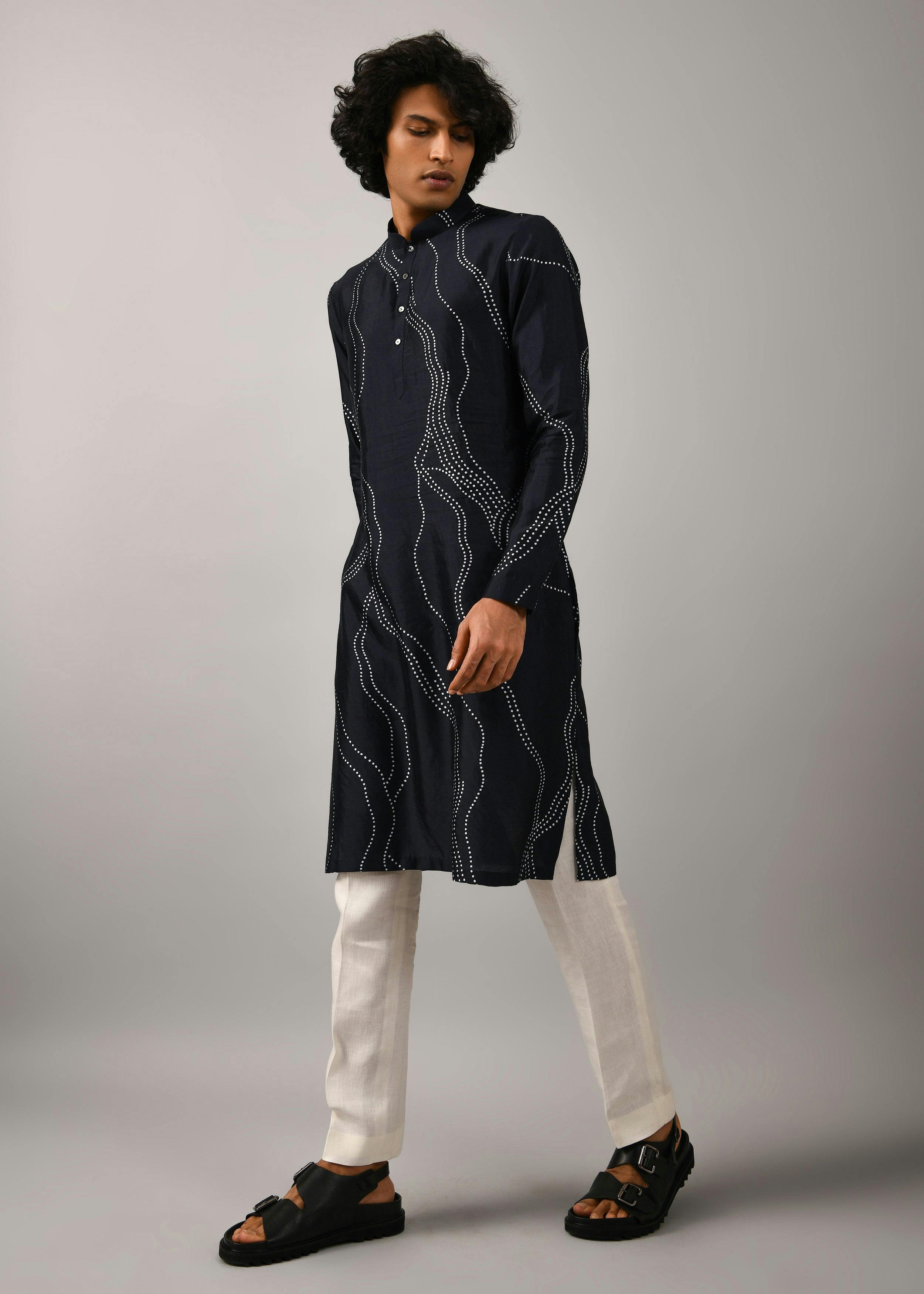 Thumbnail preview #1 for Constellation Silk Printed Kurta