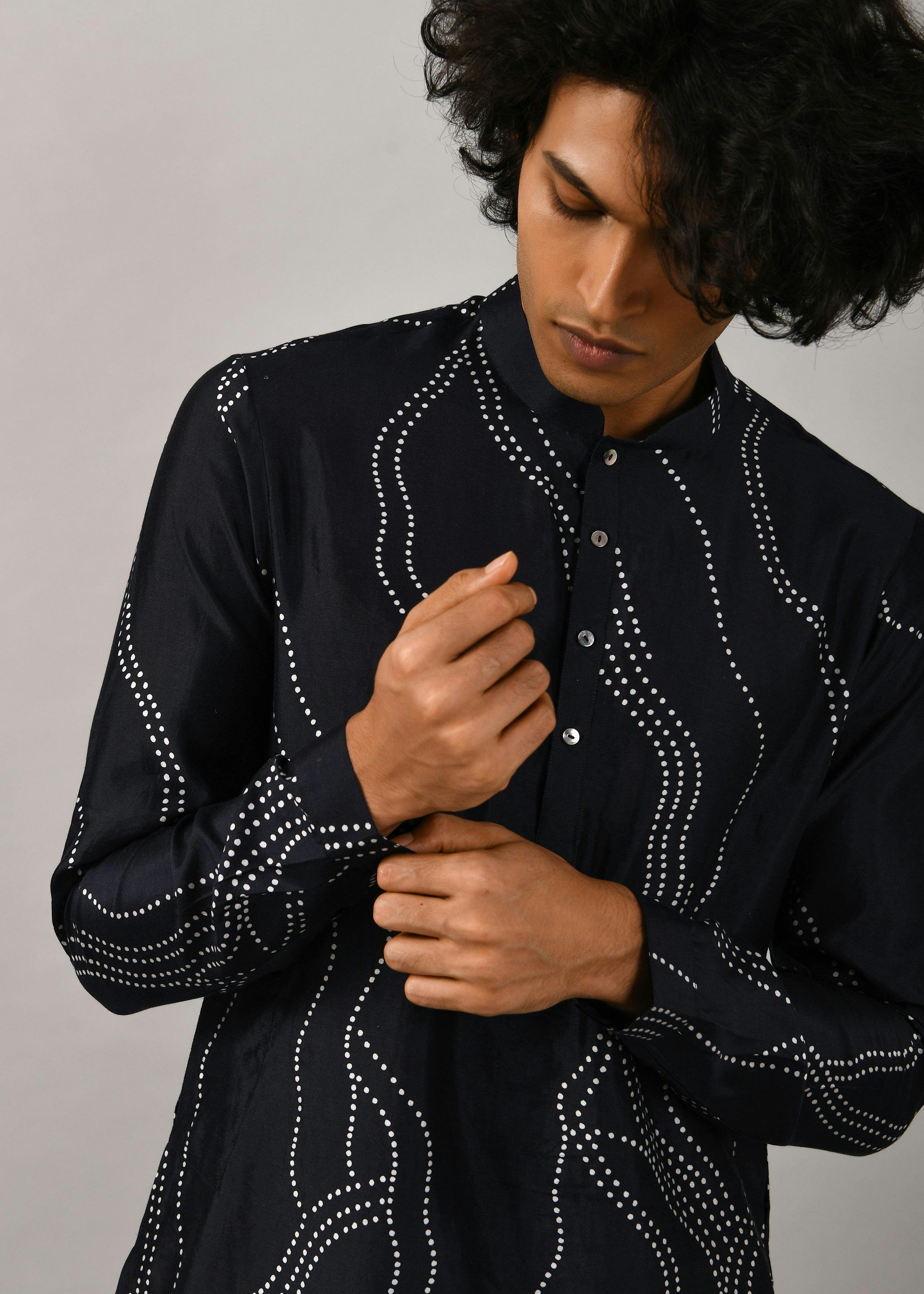 Thumbnail preview #0 for Constellation Silk Printed Kurta