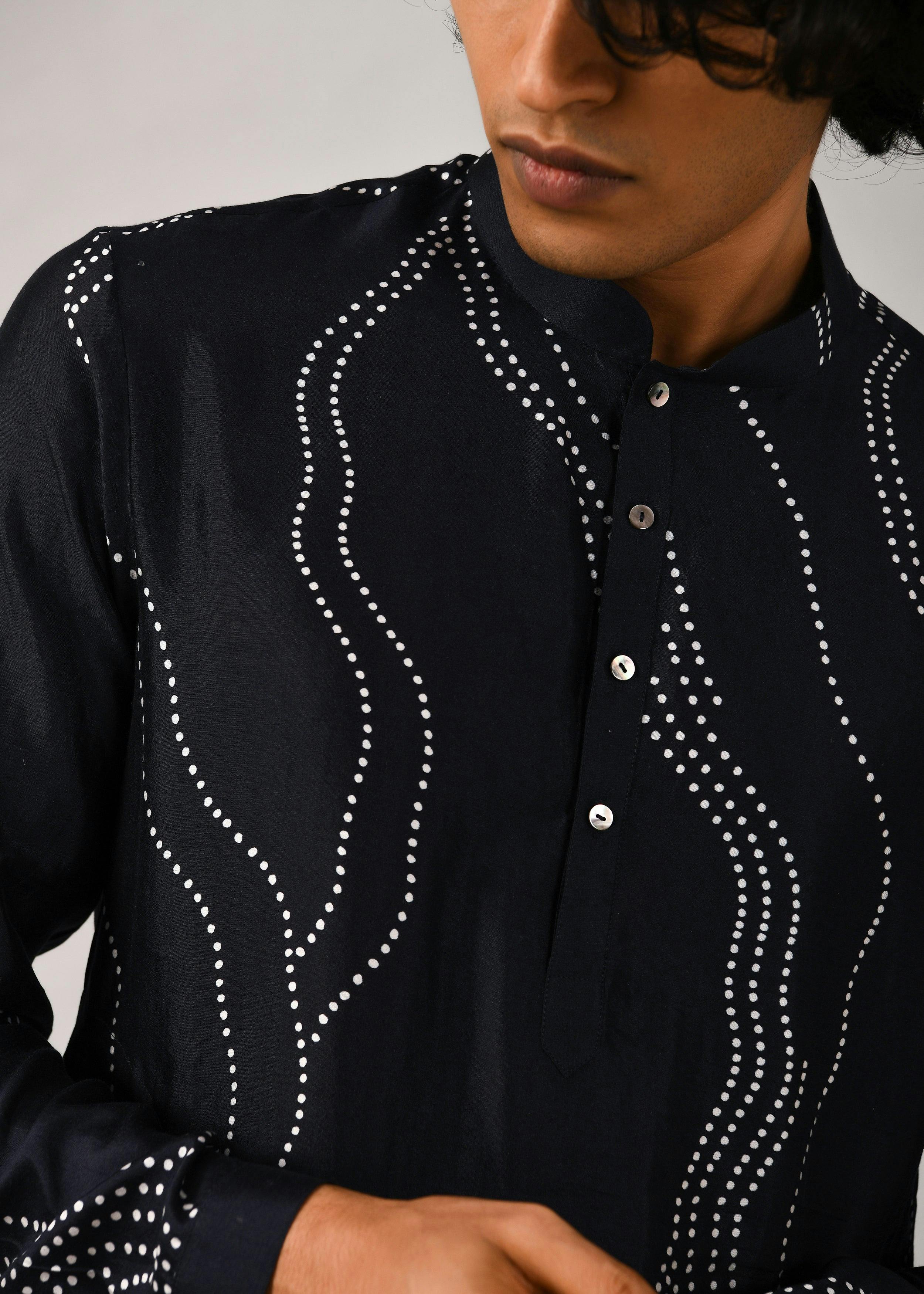 Thumbnail preview #2 for Constellation Silk Printed Kurta