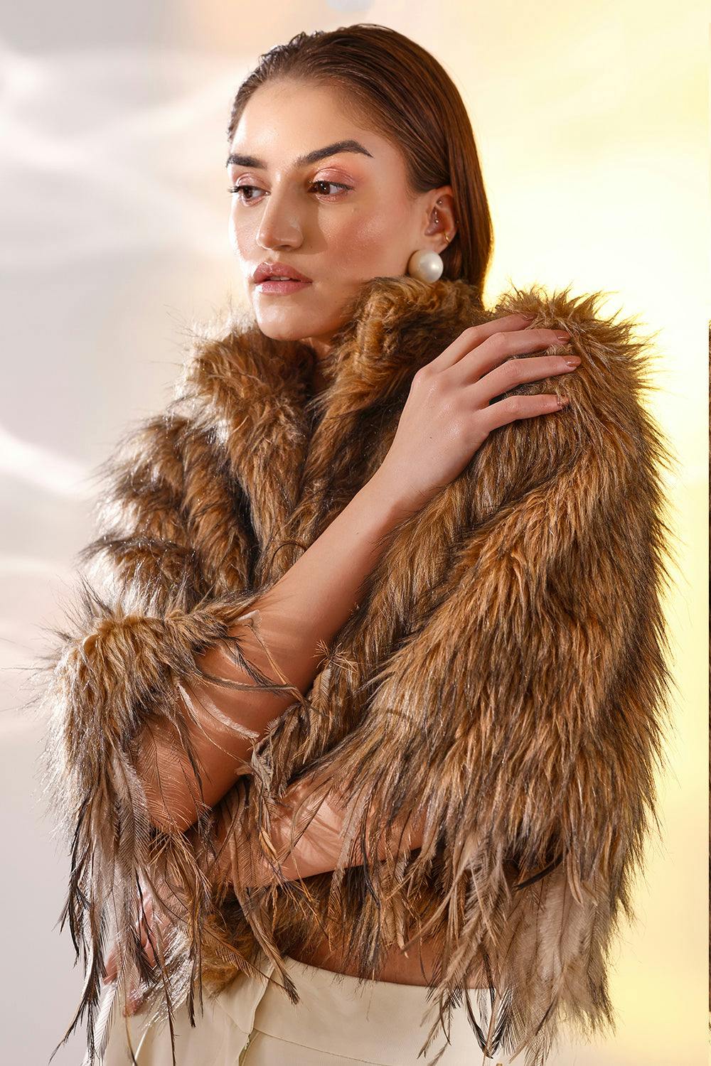 Beige fur jacket, a product by Saltz n sand 