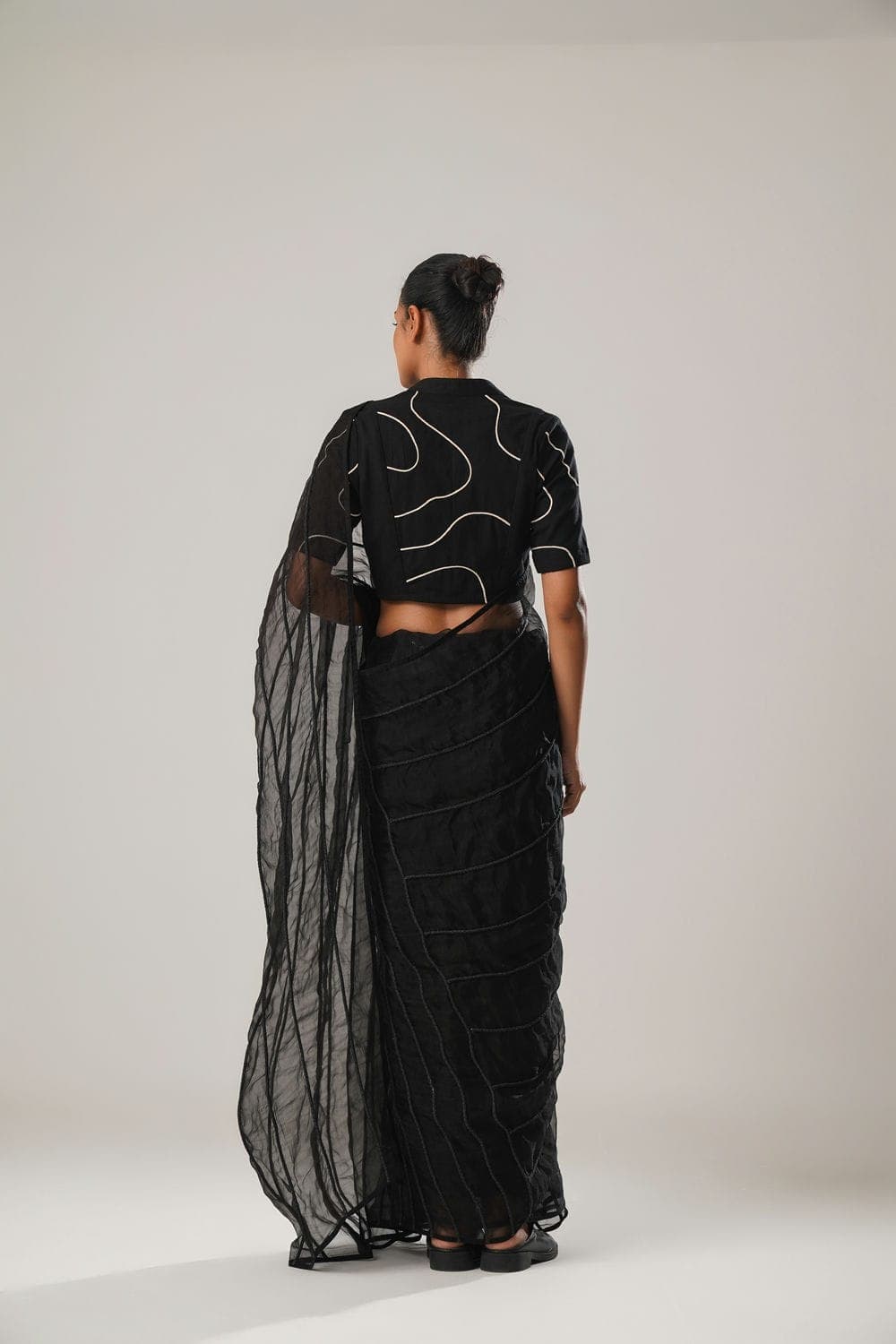 Thumbnail preview #2 for ATBW - MJ Black Dori Pre-stitched Saree