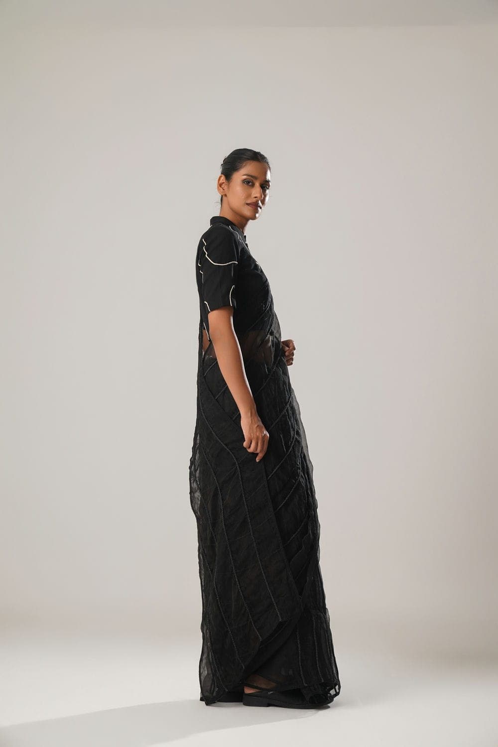 Thumbnail preview #3 for ATBW - MJ Black Dori Pre-stitched Saree