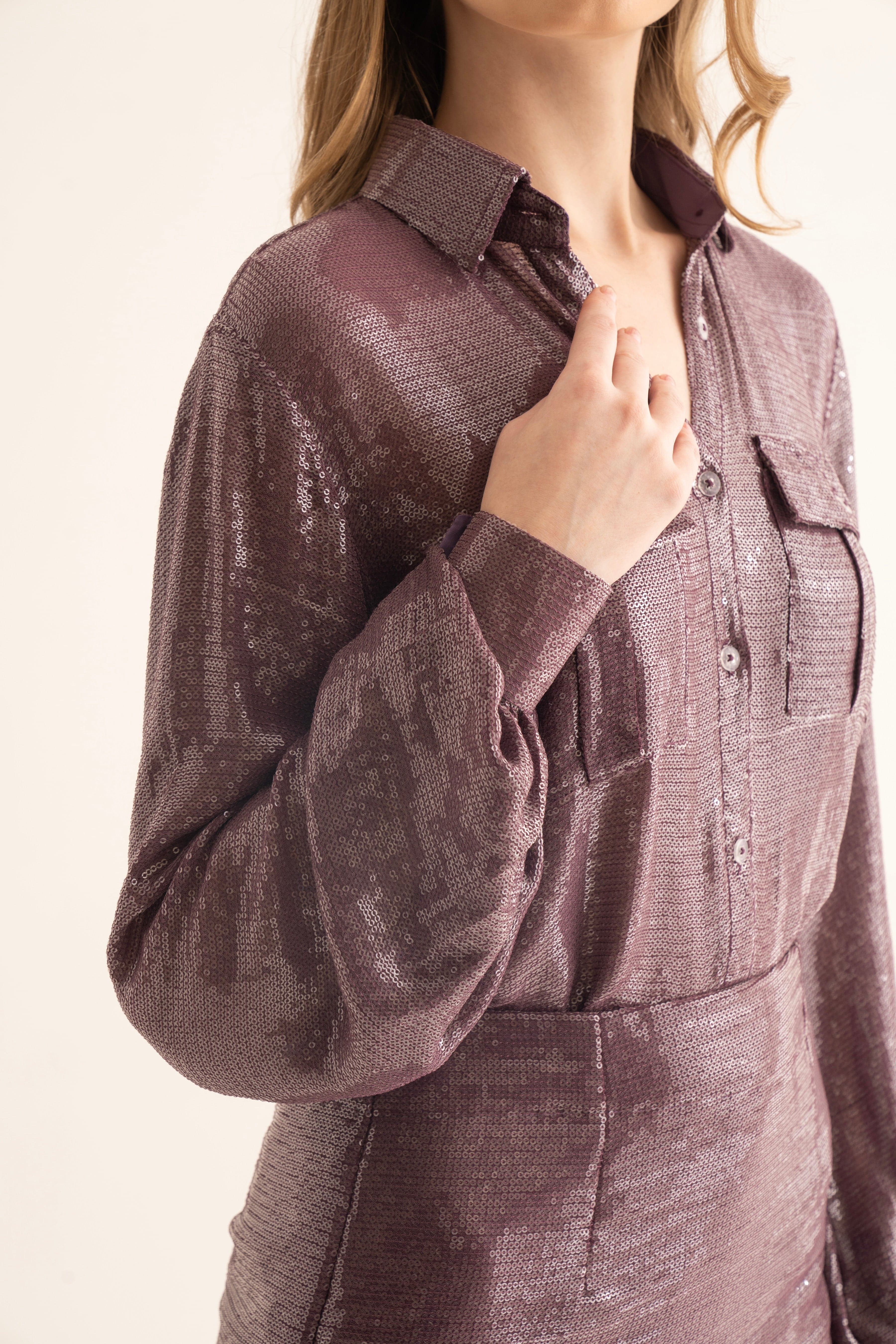 Thumbnail preview #2 for Deep Purple Sequins Shirt