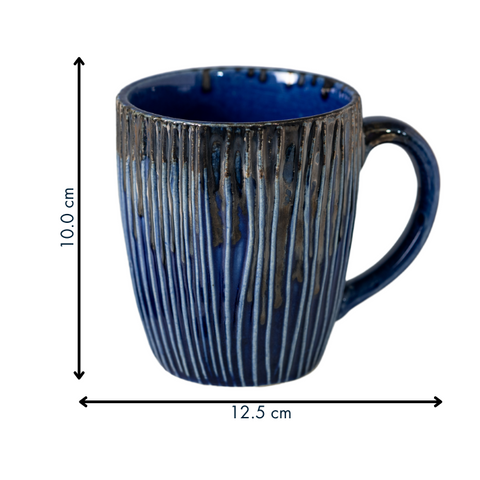 Thumbnail preview #1 for Blue Color Ceramic Coffee Mug with Striking Lines Design