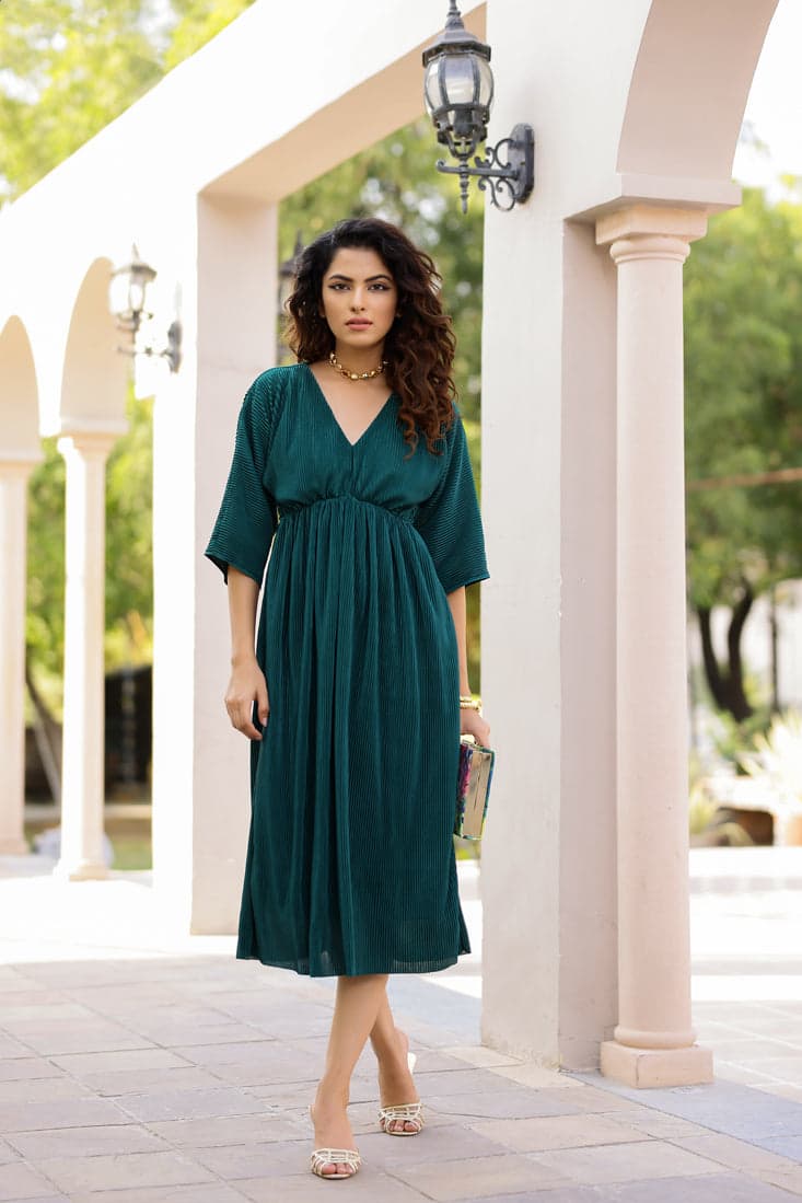 Alora- Free Flow Emerald Midi, a product by AlterEgoIndia