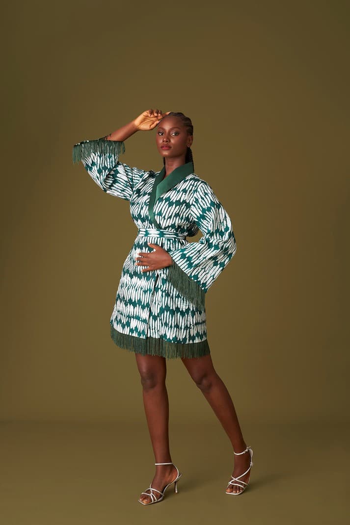 Thumbnail preview #1 for Kwelaku Agozie Fringe Blazer Dress