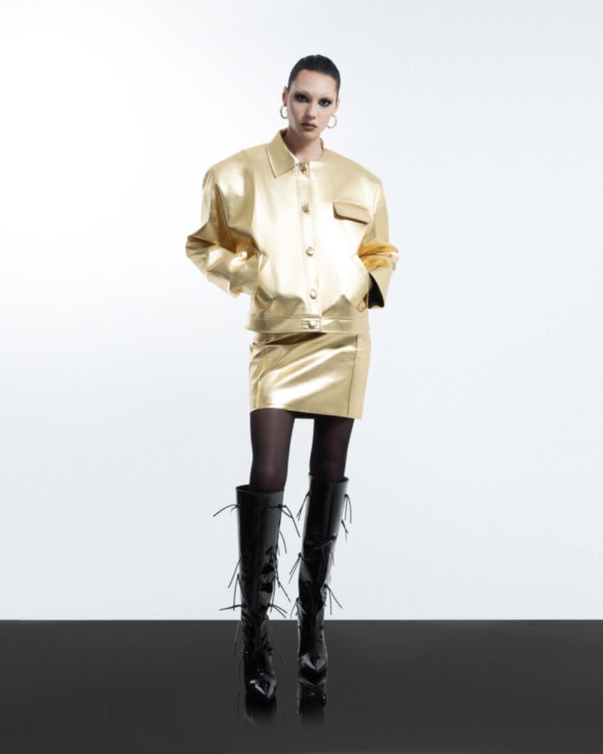 Thumbnail preview #0 for Golden faux leather jacket