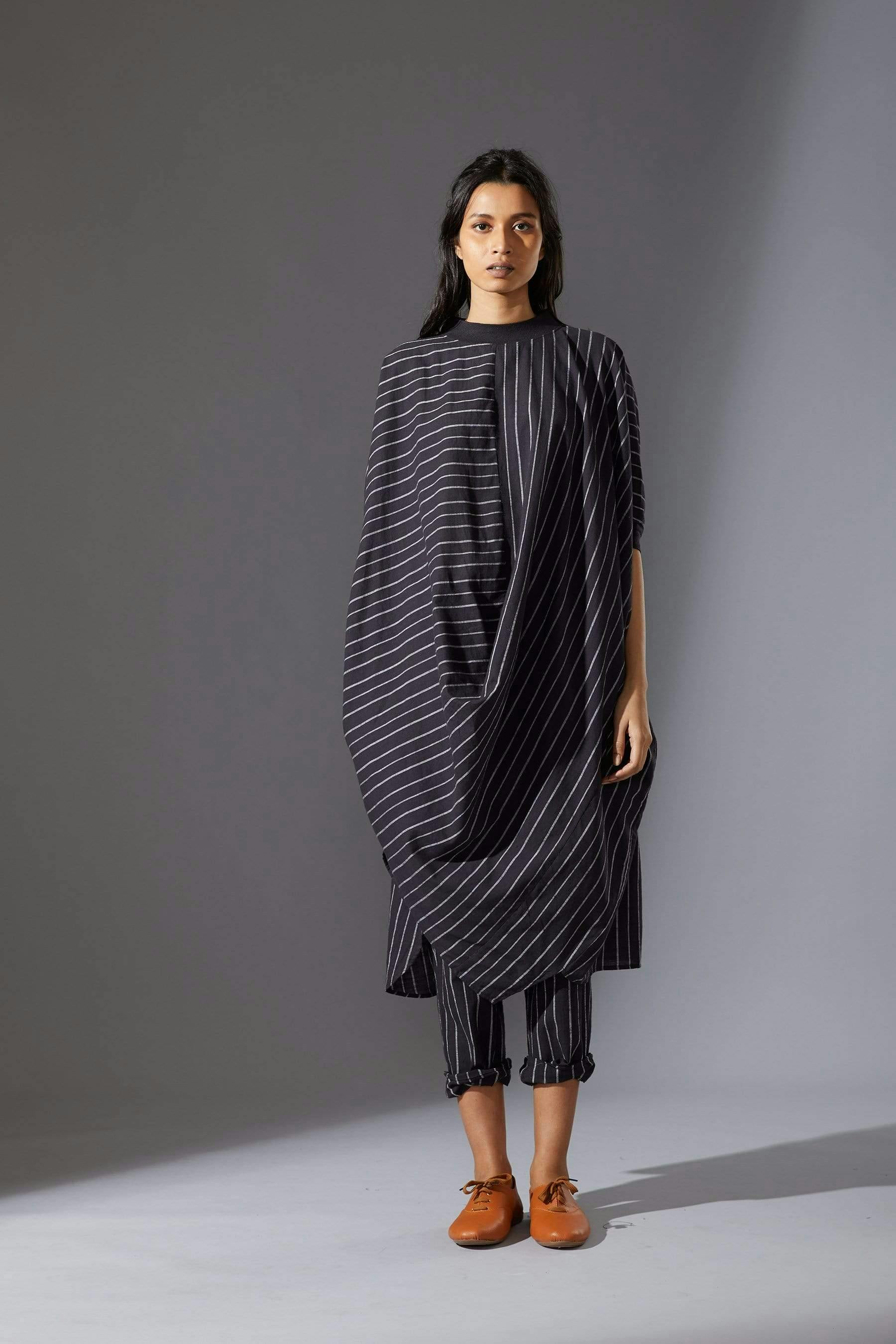 Mati Black Cowl Tunic With Ribbed Collar, a product by Style Mati