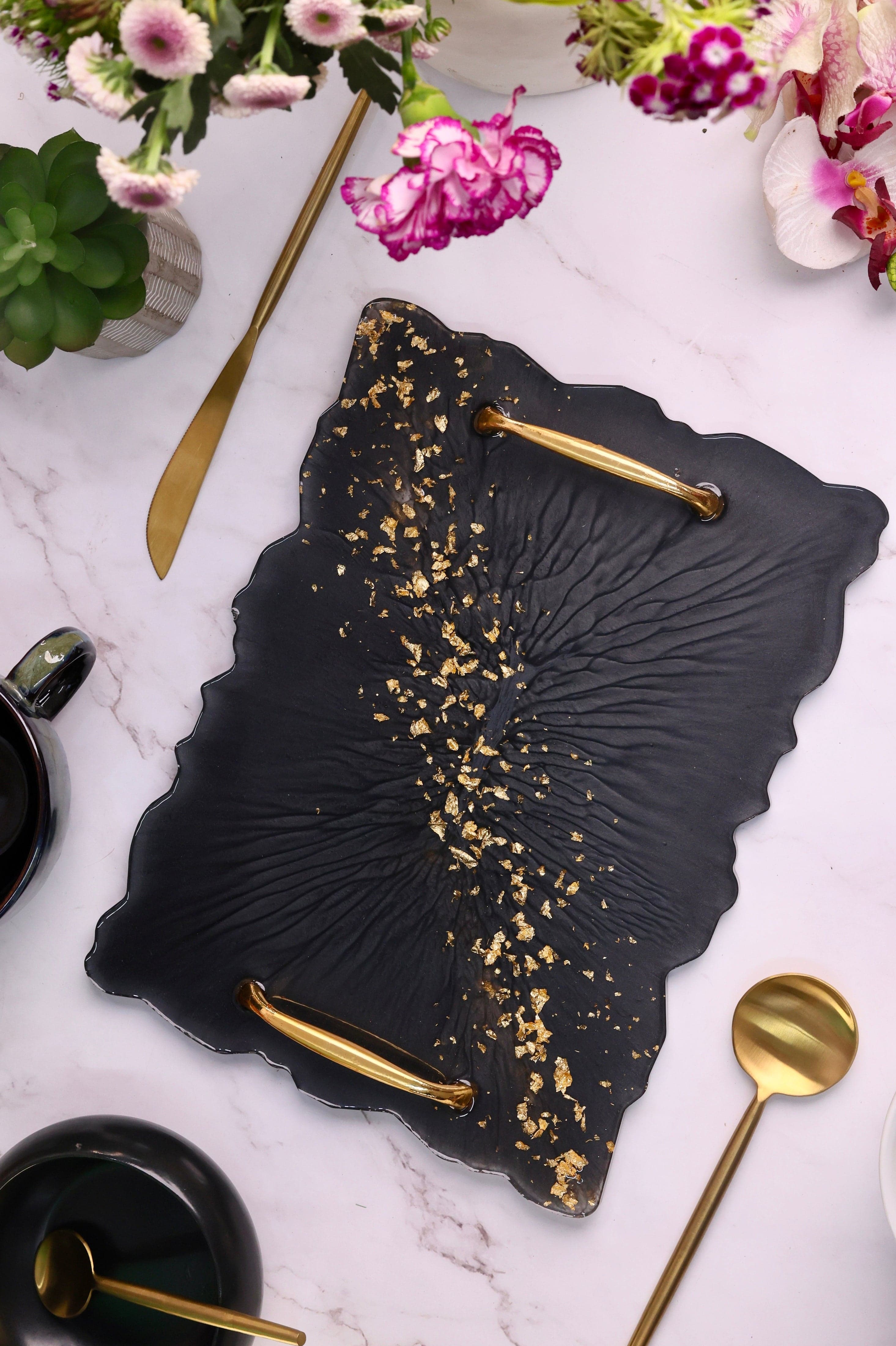 Black and Gold Resin Tray, a product by Olive Home accent