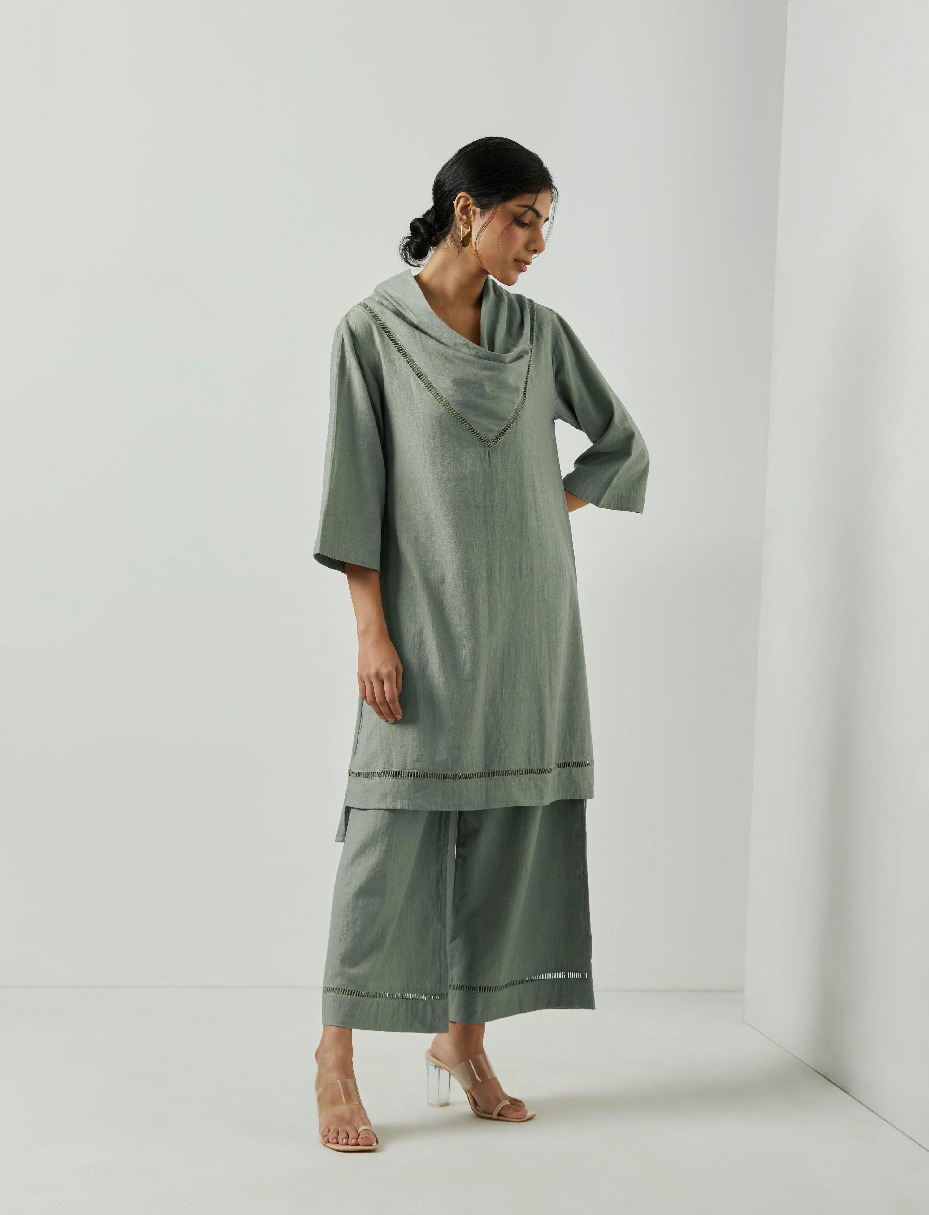 Thumbnail preview #1 for PALE OLIVE FOLIO TUNIC - 1 PC