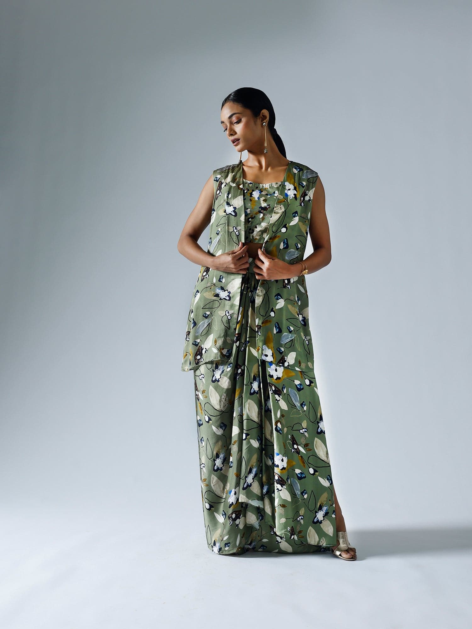 Vivid Green Jacket Skirt Co-ord Set, a product by KLAD