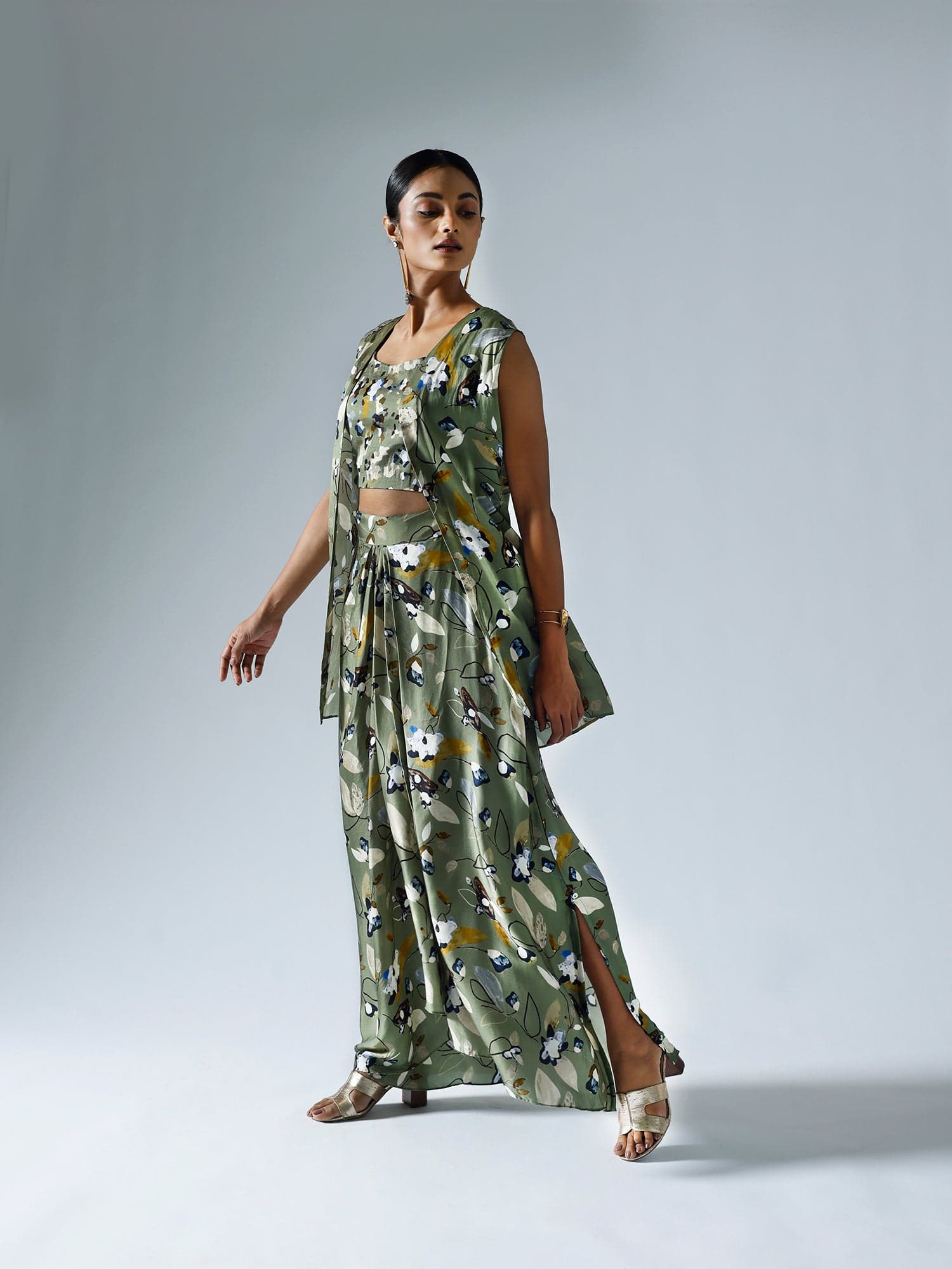 Thumbnail preview #2 for Vivid Green Jacket Skirt Co-ord Set