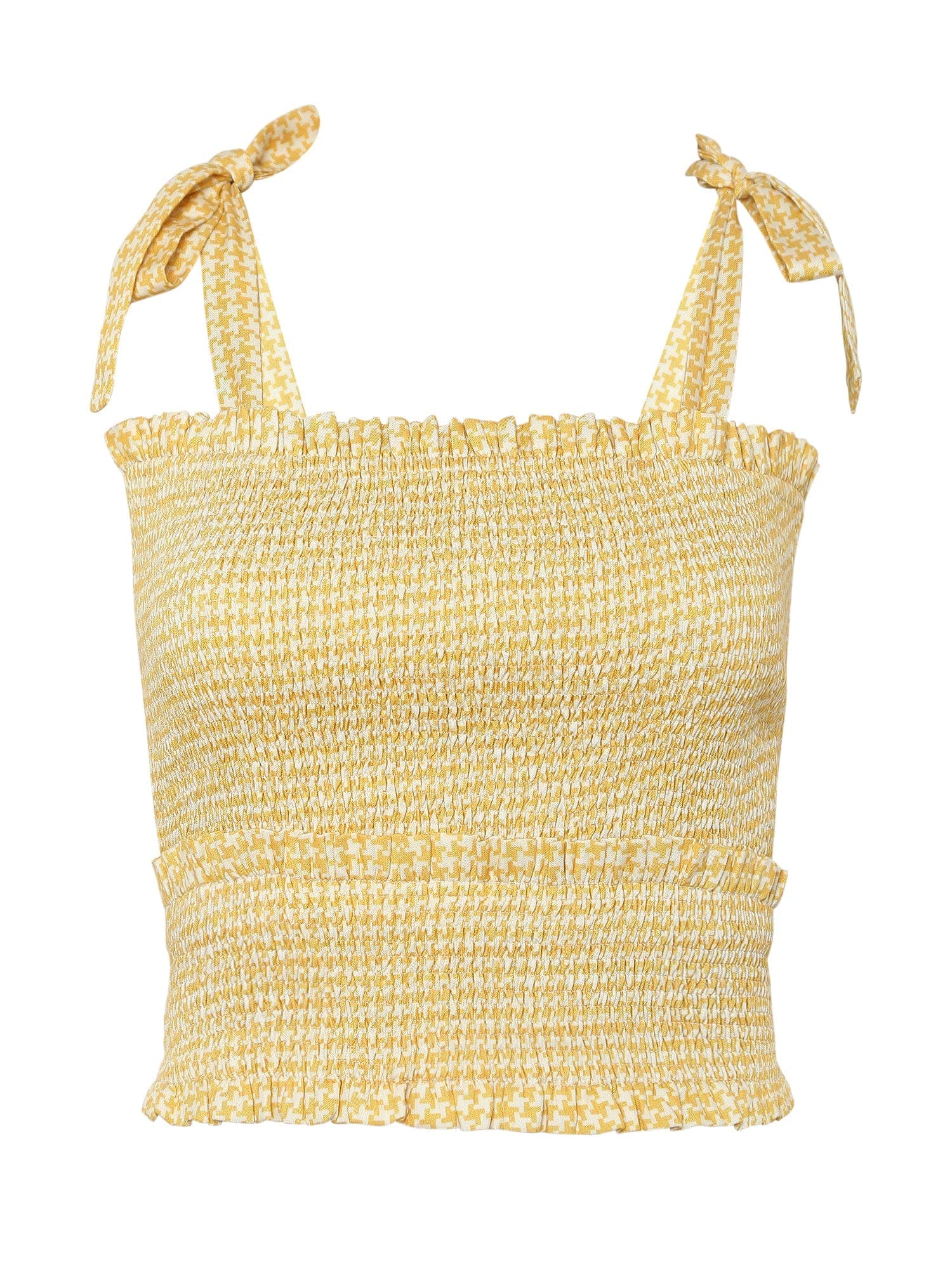 Thumbnail preview #5 for sun-kissed yellow houndstooth printed smocked bustier