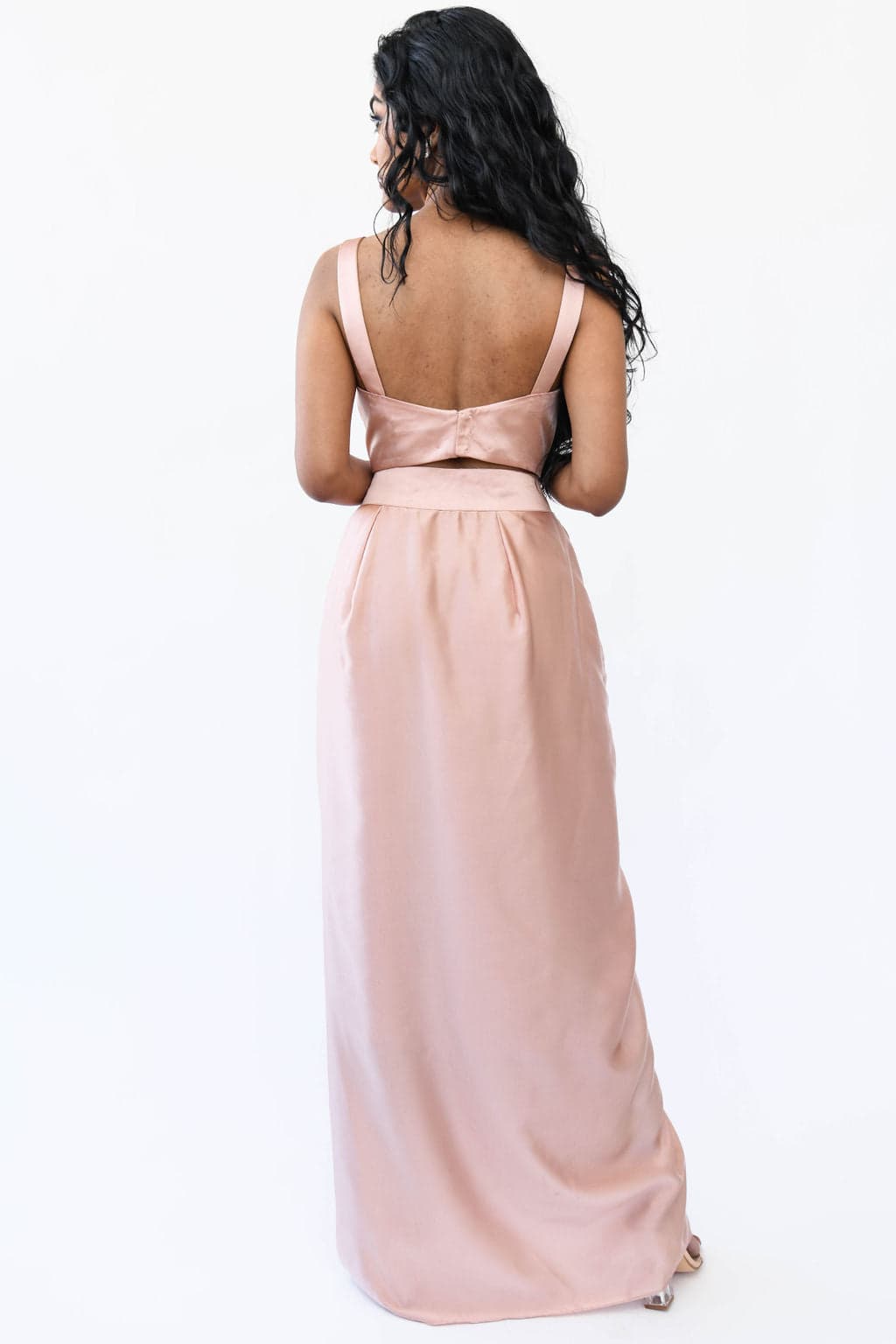 Thumbnail preview #5 for Rose Gold Satin Drape Skirt