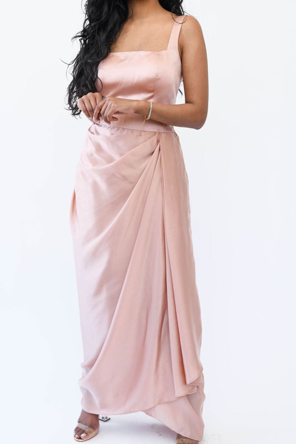 Thumbnail preview #3 for Rose Gold Satin Drape Skirt