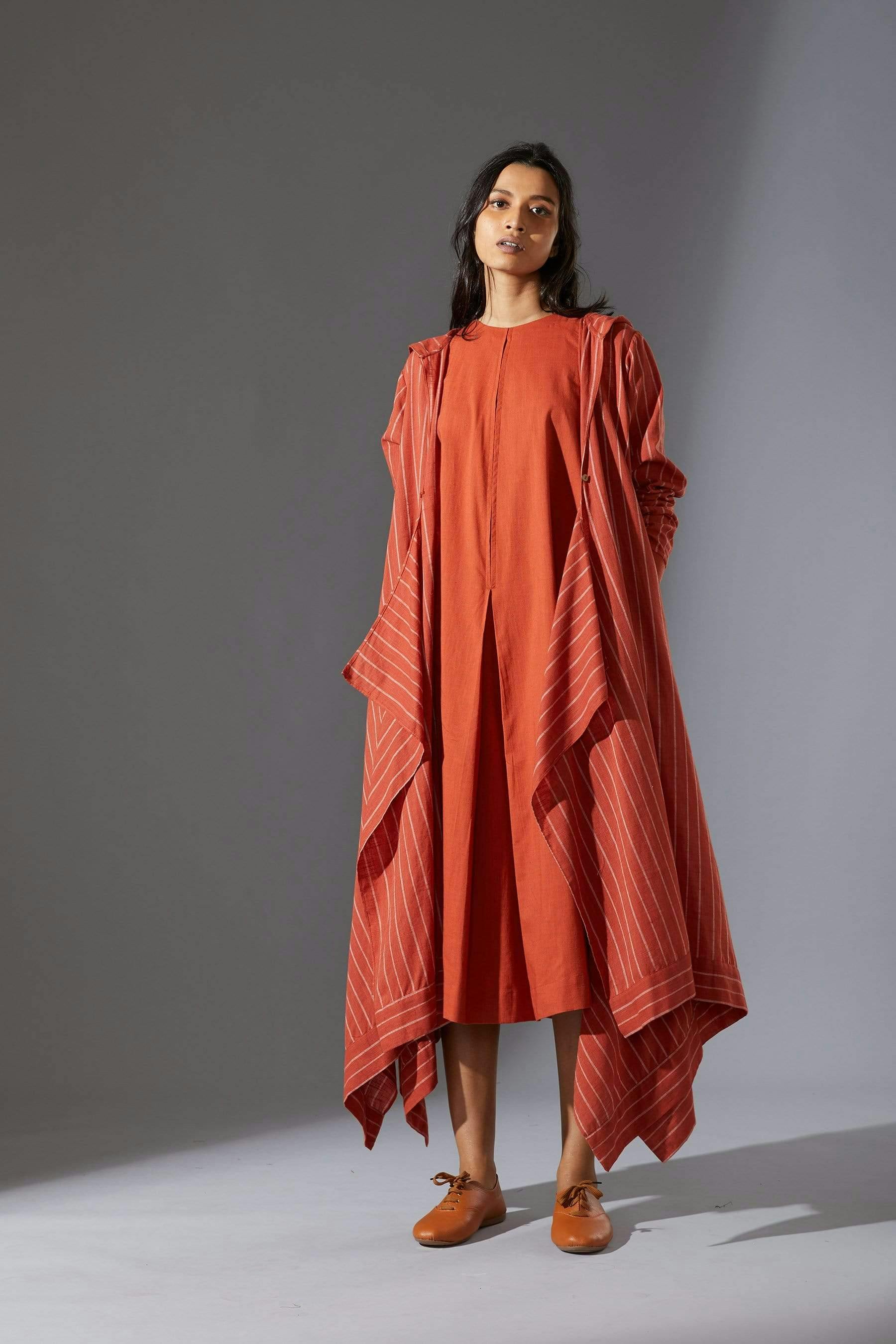 Mati Hooded Koza Rust Dress & Overlay Set, a product by Style Mati