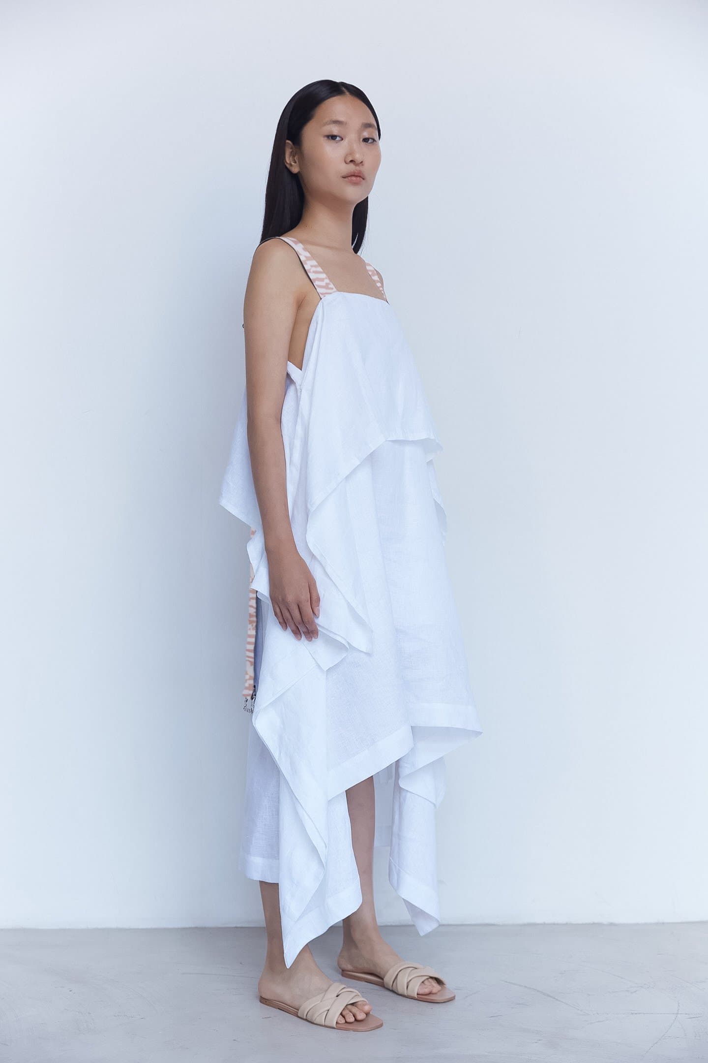 Thumbnail preview #2 for White Linen Dress: Item 004 White