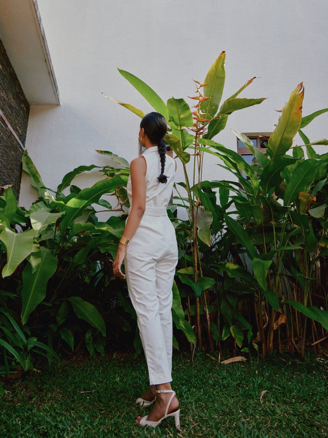 Thumbnail preview #2 for white denim jumpsuit