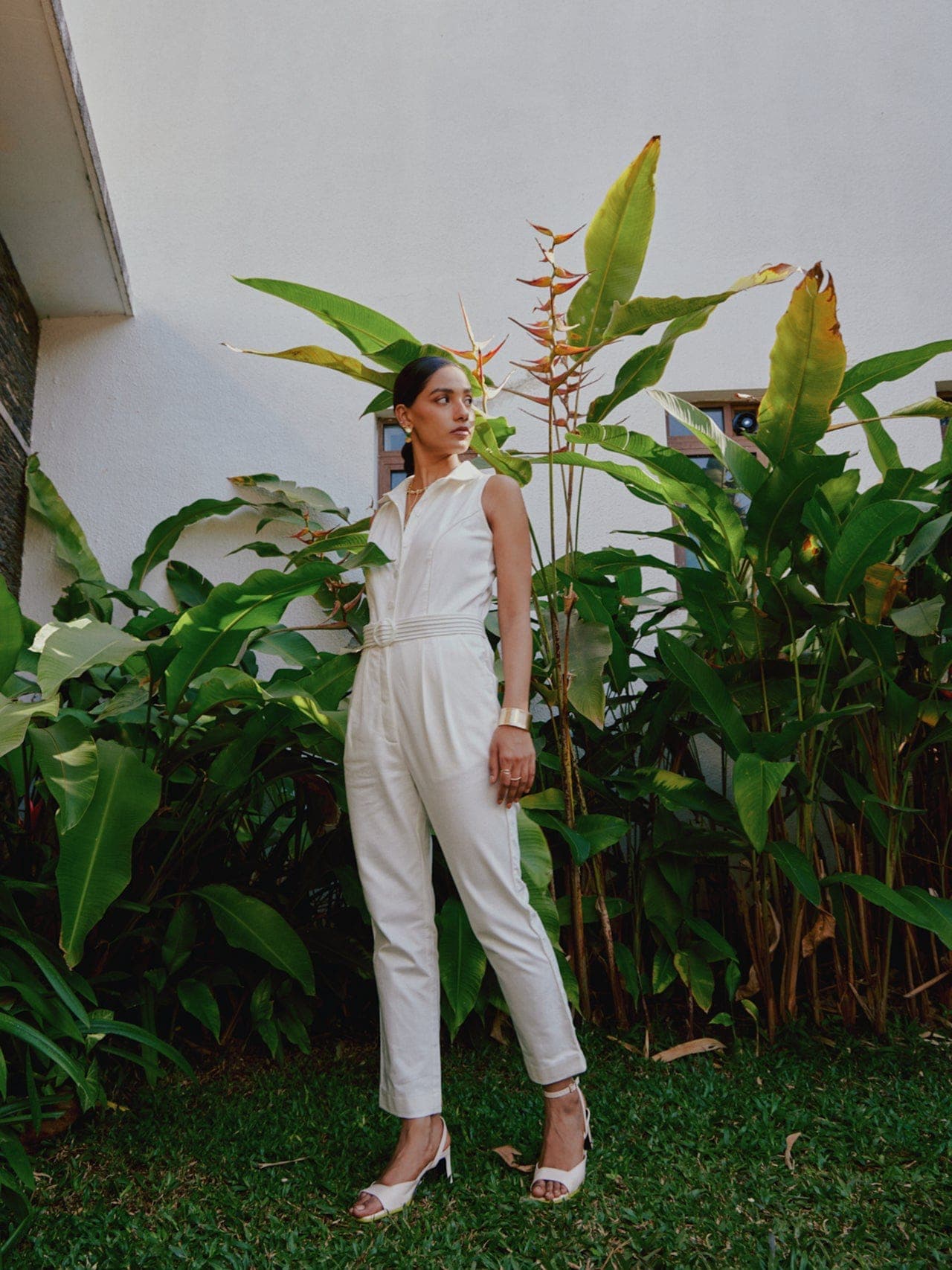 Thumbnail preview #1 for white denim jumpsuit