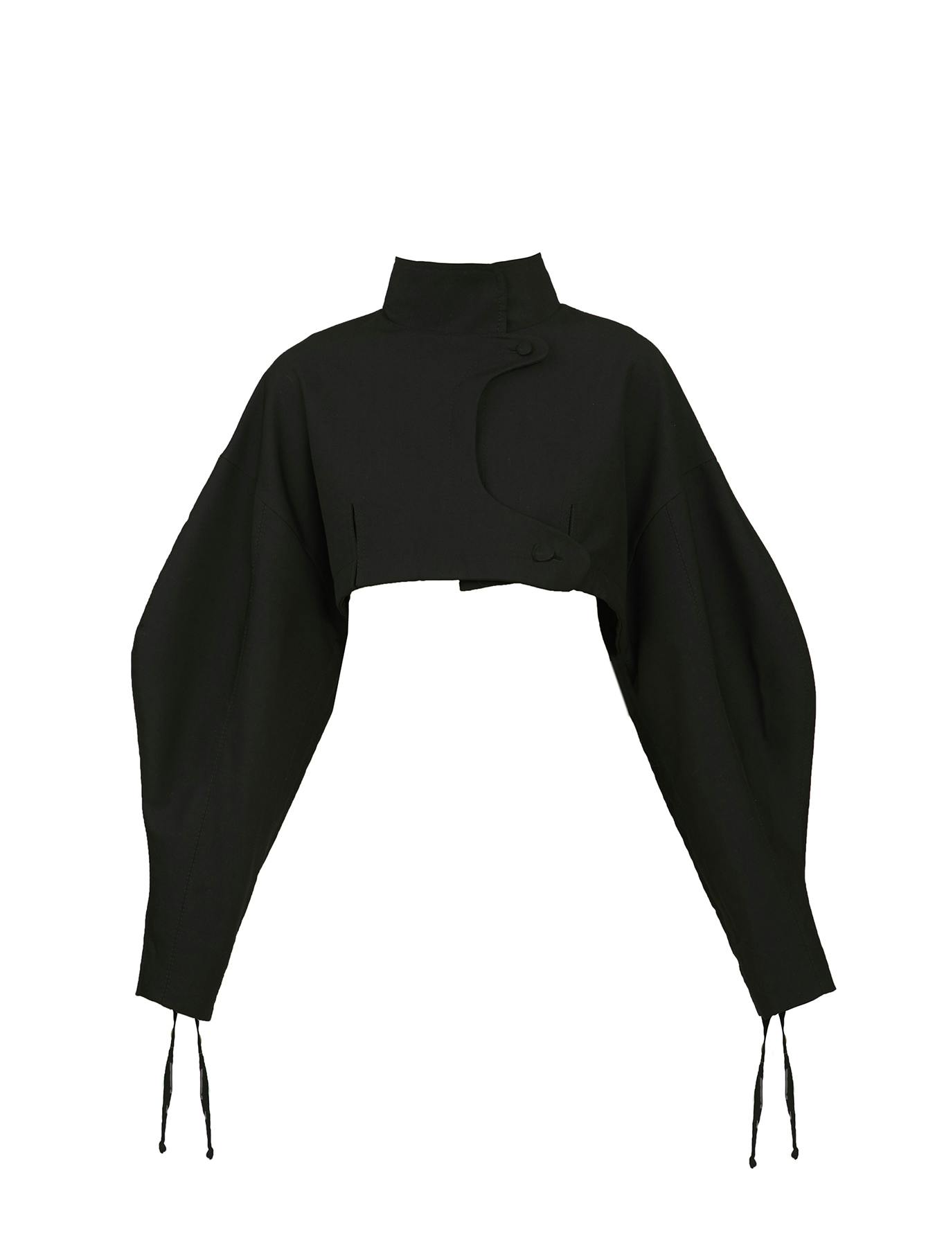 Thumbnail preview #5 for Cropped black turtleneck blazer