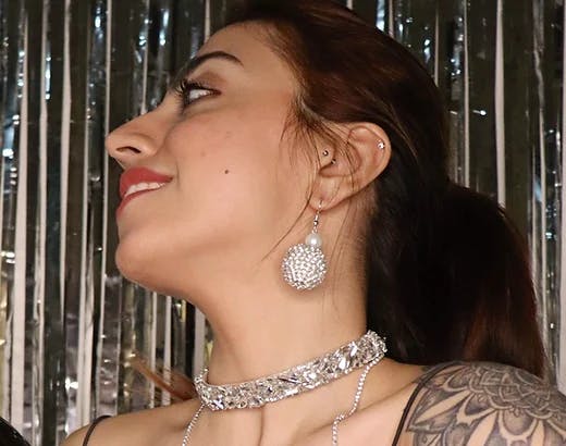 Julie Disco Ball with Pearl Earrings, a product by Label Pooja Rohra