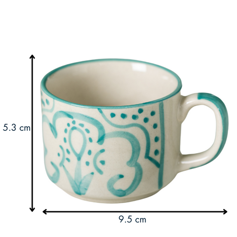 Thumbnail preview #1 for Light Blue Hand Crafted White Color Ceramic Tea Cup with Design